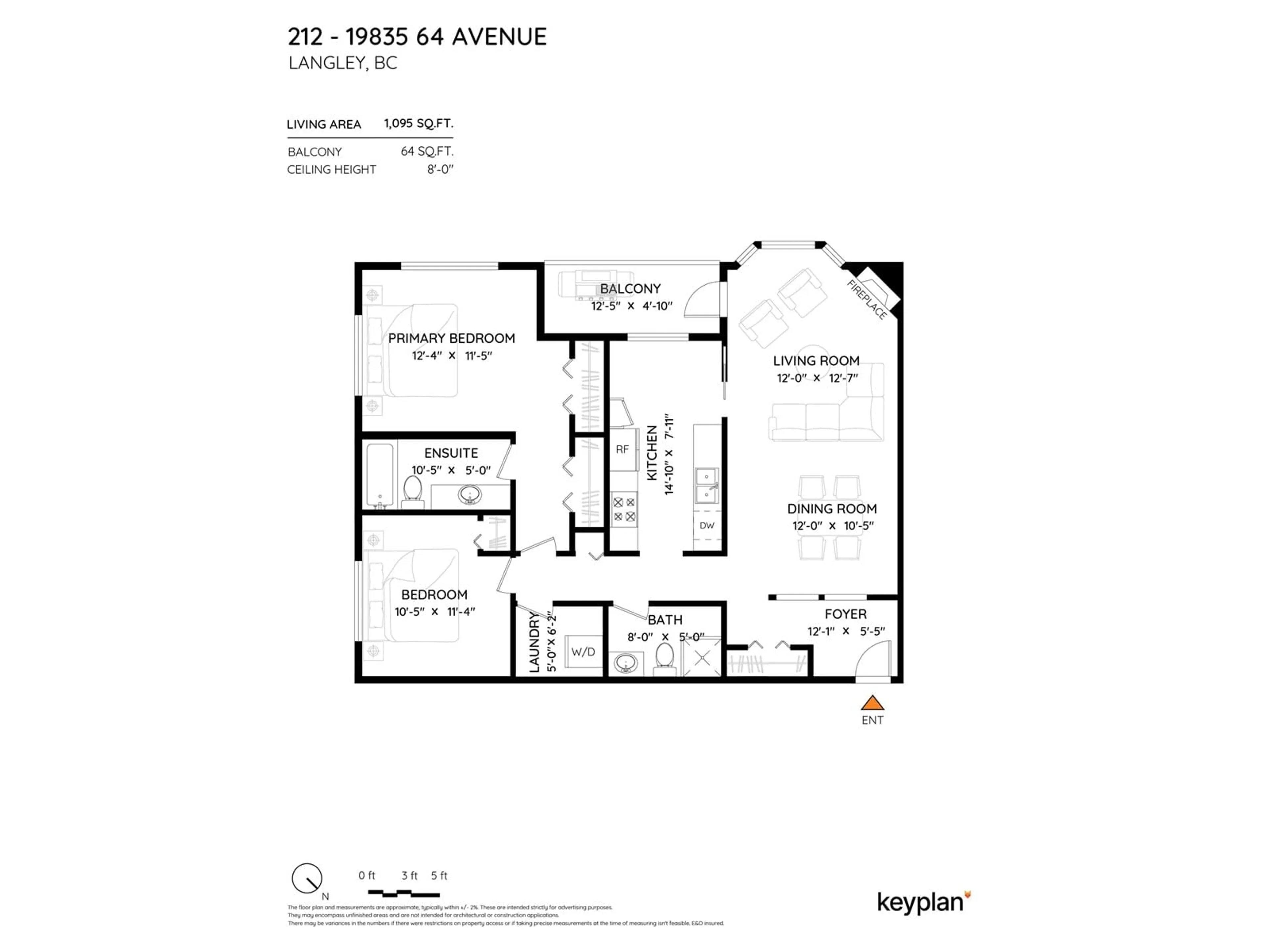 Floor plan for 212 19835 64 AVENUE, Langley British Columbia V2Y1L8