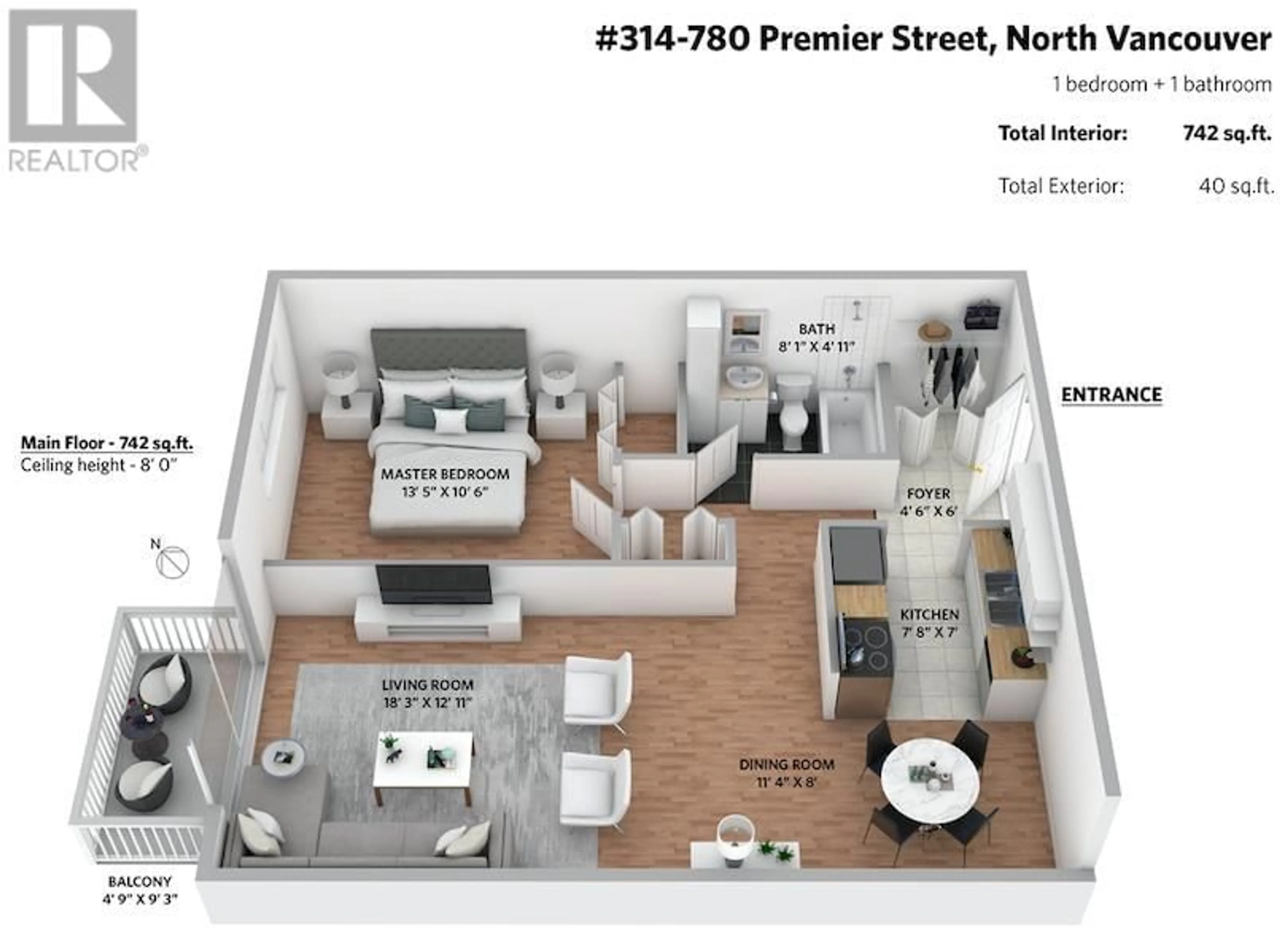 Floor plan for 314 780 PREMIER STREET, North Vancouver British Columbia V7J2G8