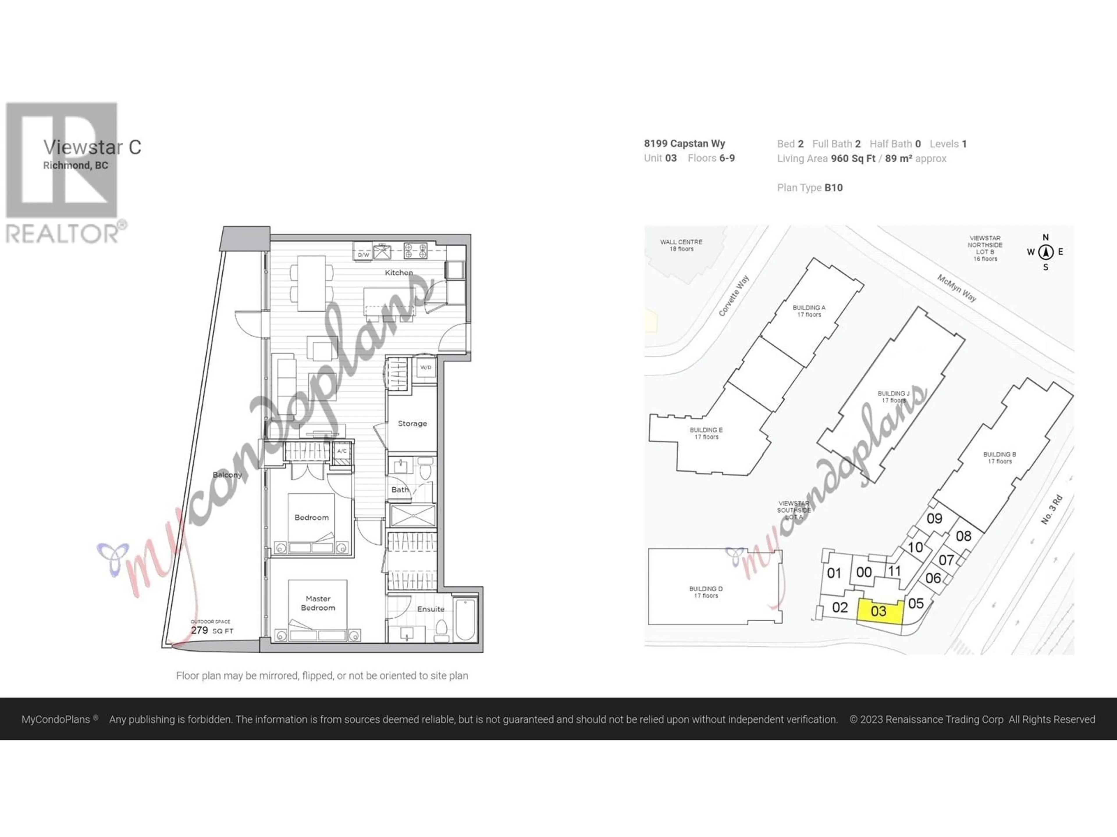 Floor plan for 903 - 8199 CAPSTAN WAY, Richmond British Columbia V6X0V1