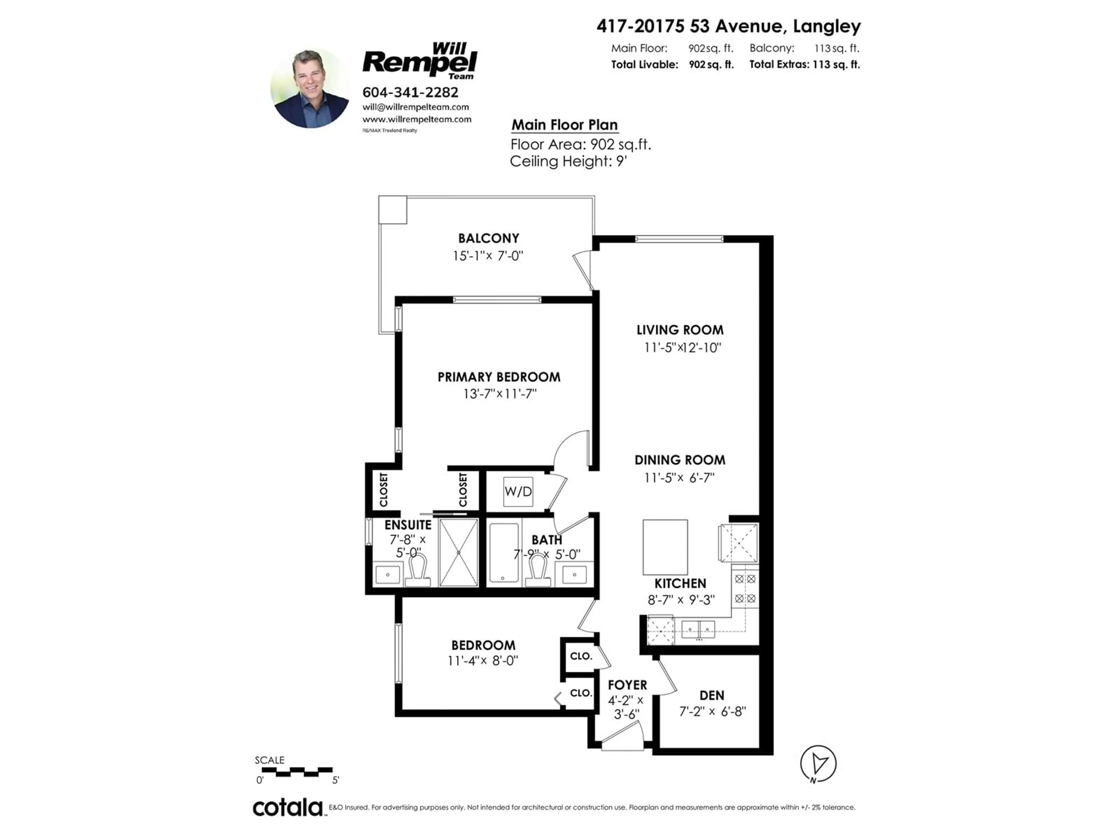 Floor plan for 417 20175 53 AVENUE, Langley British Columbia V3A0J8