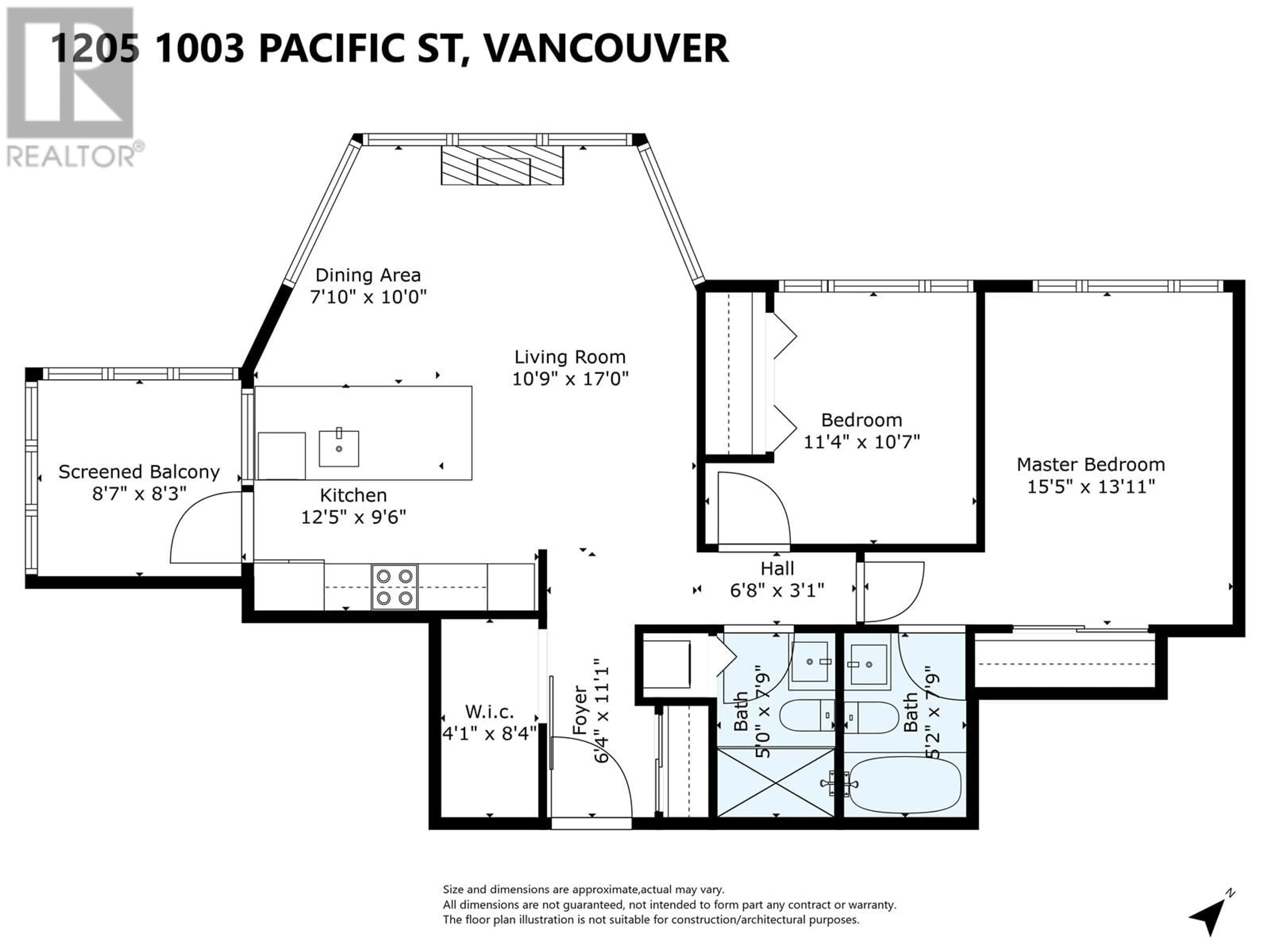 Floor plan for 1205 1003 PACIFIC STREET, Vancouver British Columbia V6E4P2