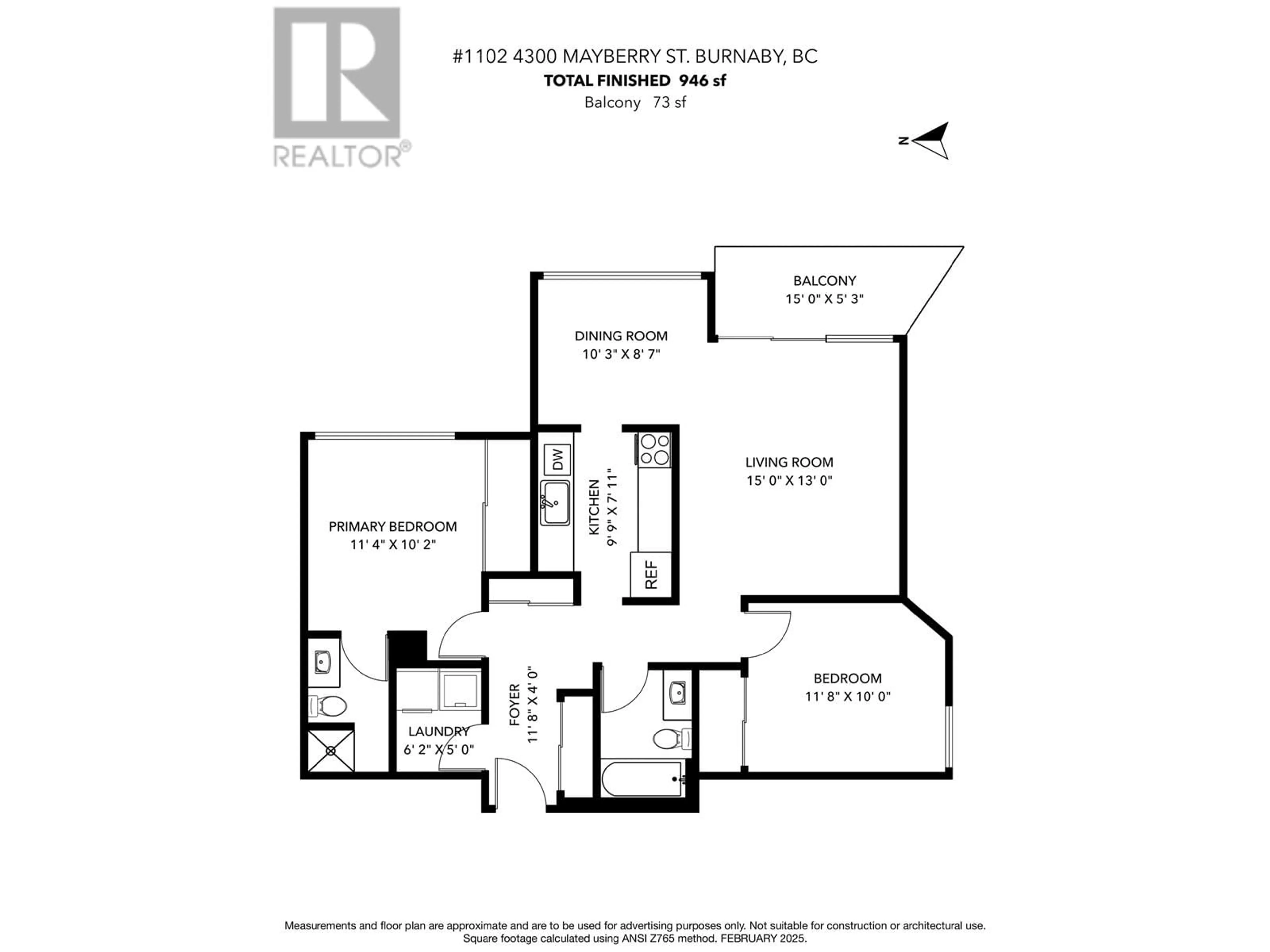 Floor plan for 1102 4300 MAYBERRY STREET, Burnaby British Columbia V5H4A4