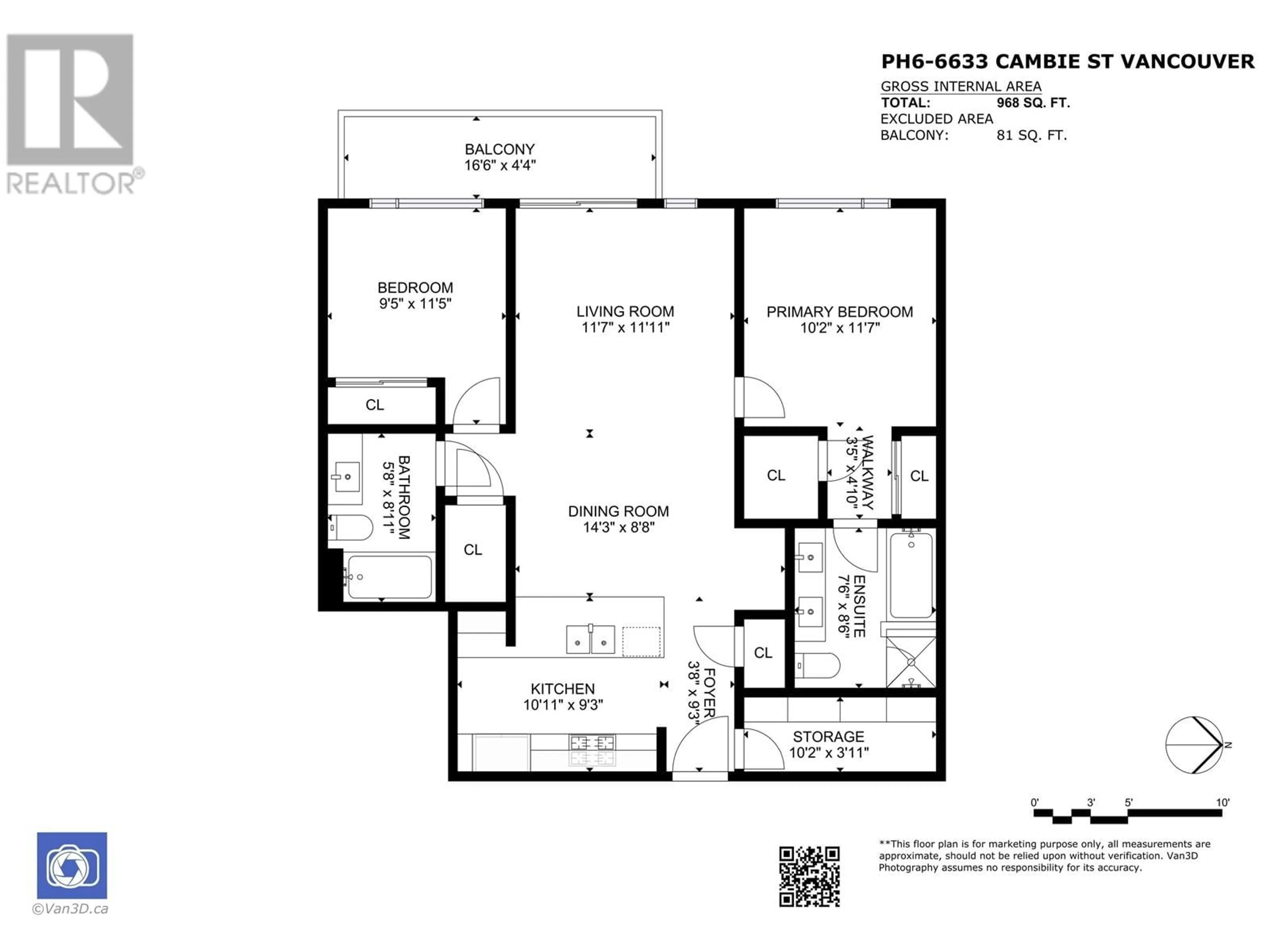 Floor plan for PH6 6633 CAMBIE STREET, Vancouver British Columbia V6P0E5