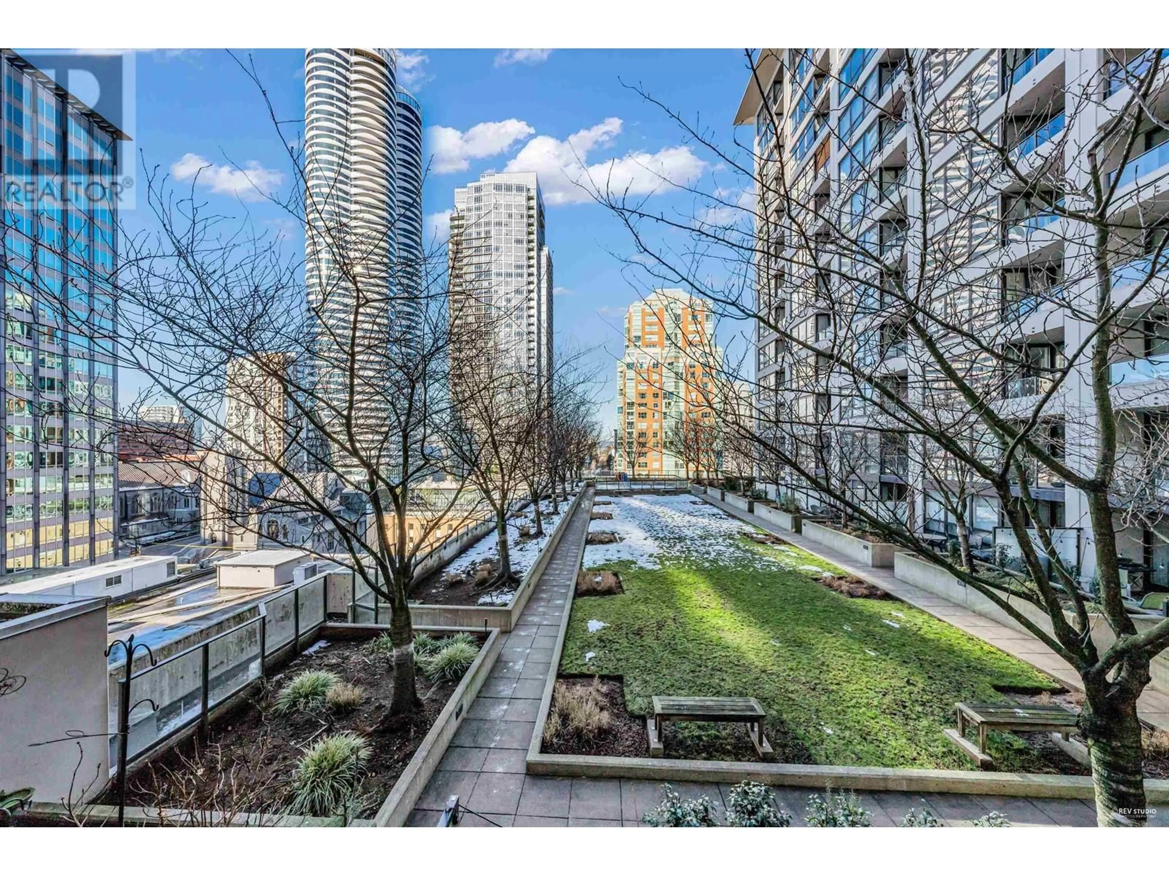 Patio, city buildings view from balcony for 1211 933 HORNBY STREET, Vancouver British Columbia V6Z3G4