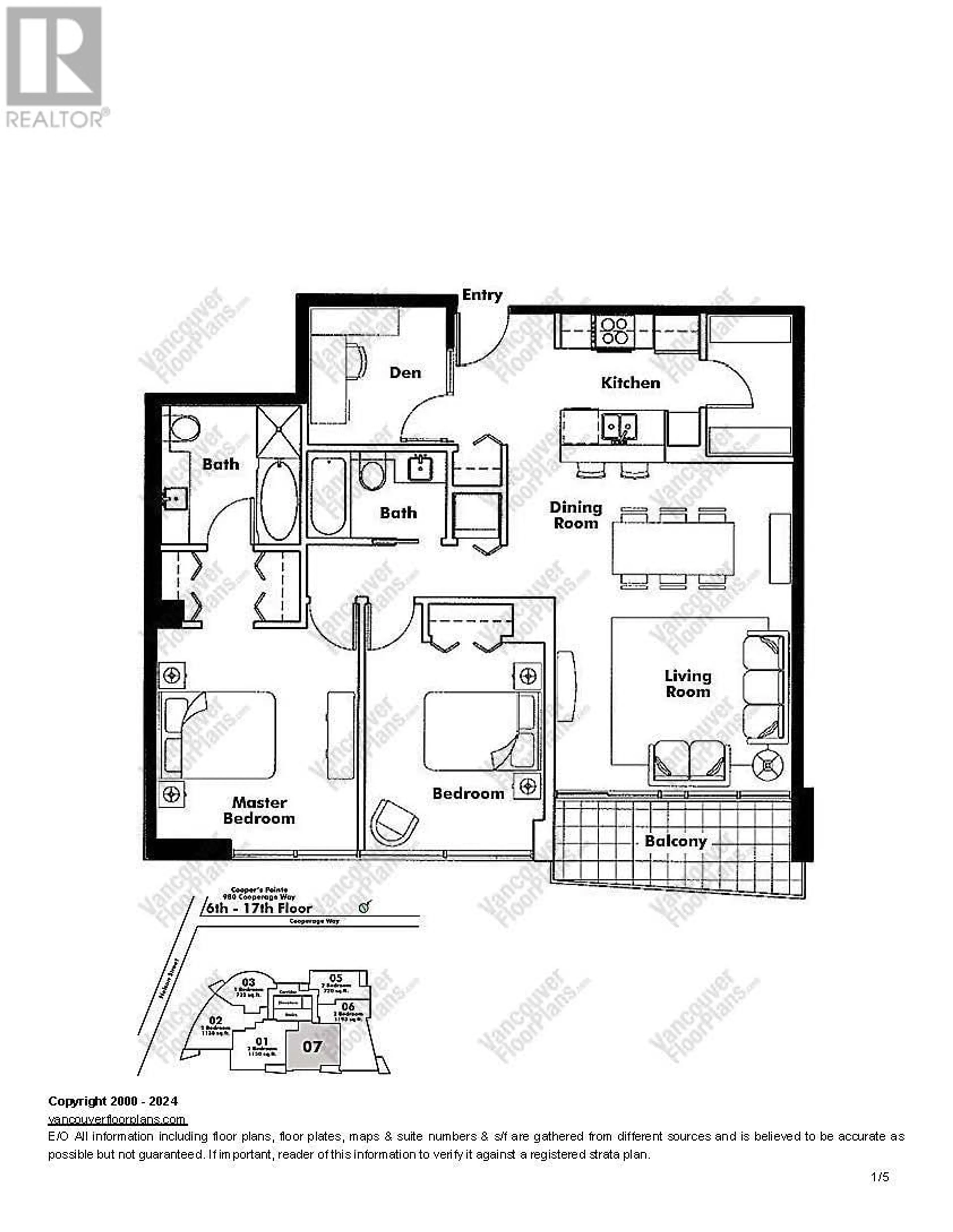 Floor plan for 907 980 COOPERAGE WAY, Vancouver British Columbia V6B0C3