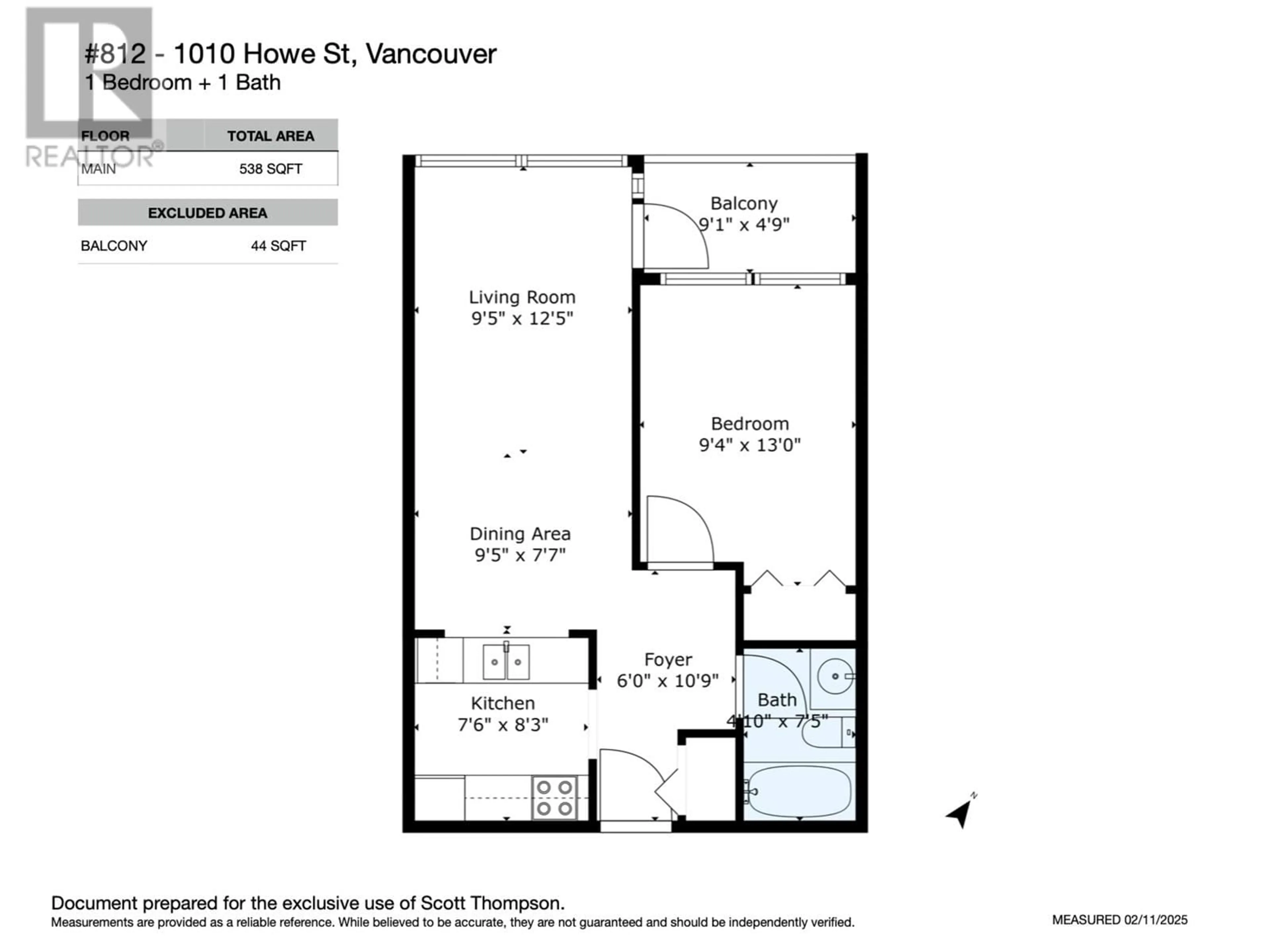 Floor plan for 812 1010 HOWE STREET, Vancouver British Columbia V6Z1P5