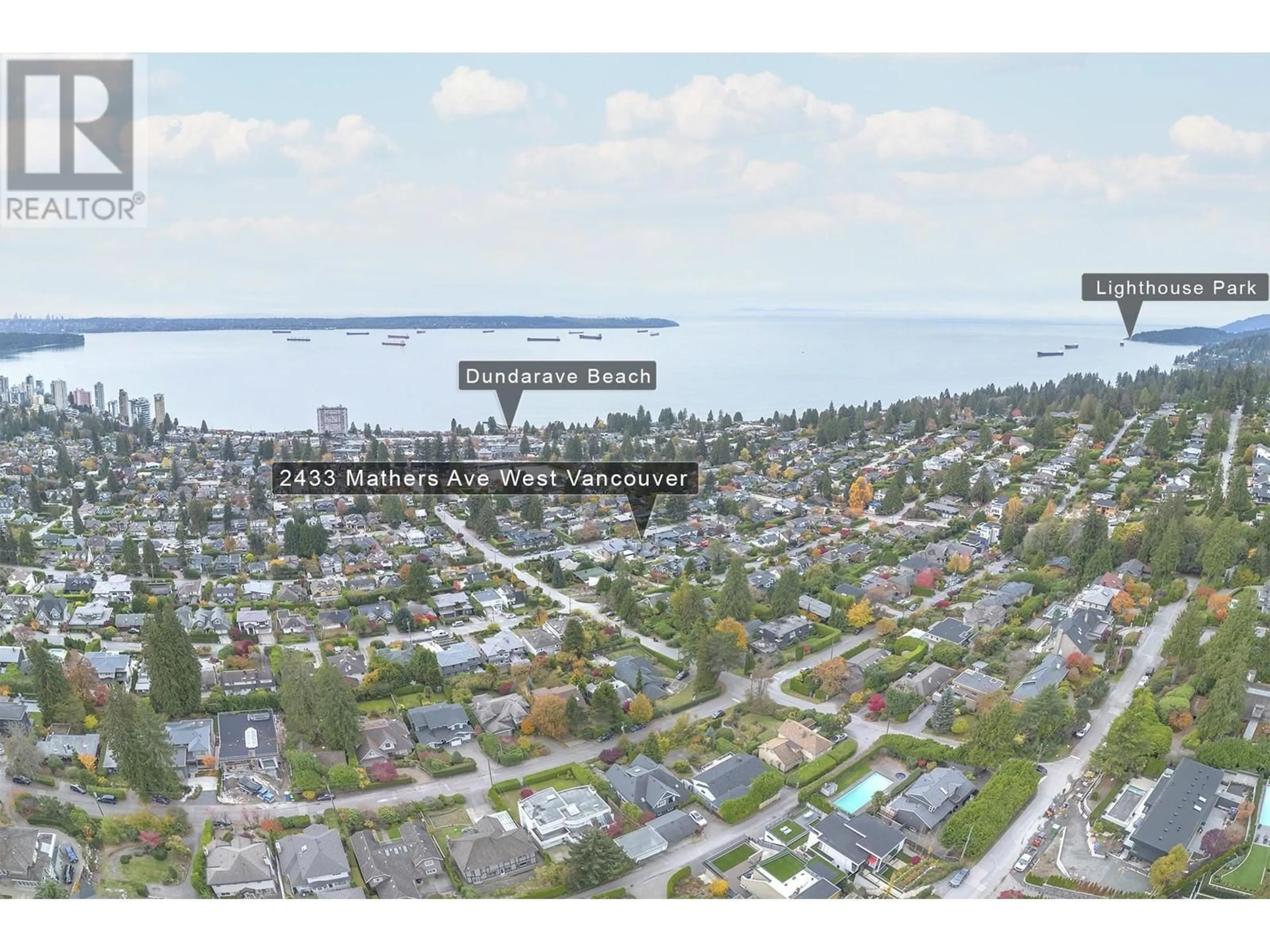 A pic from outside/outdoor area/front of a property/back of a property/a pic from drone, water/lake/river/ocean view for 2433 MATHERS AVENUE, West Vancouver British Columbia V7V2H9