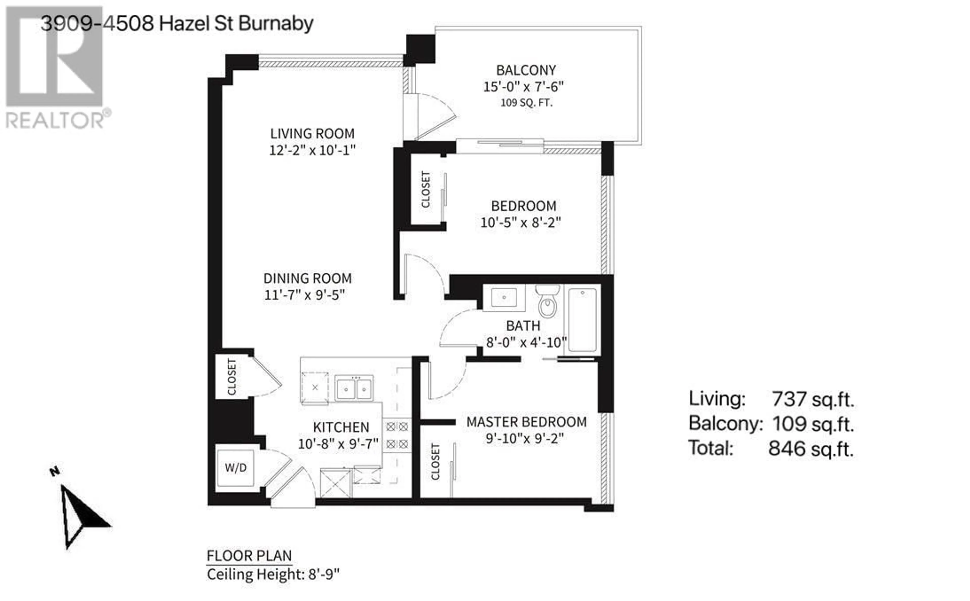Floor plan for 3909 - 4508 HAZEL STREET, Burnaby British Columbia V5H0E4