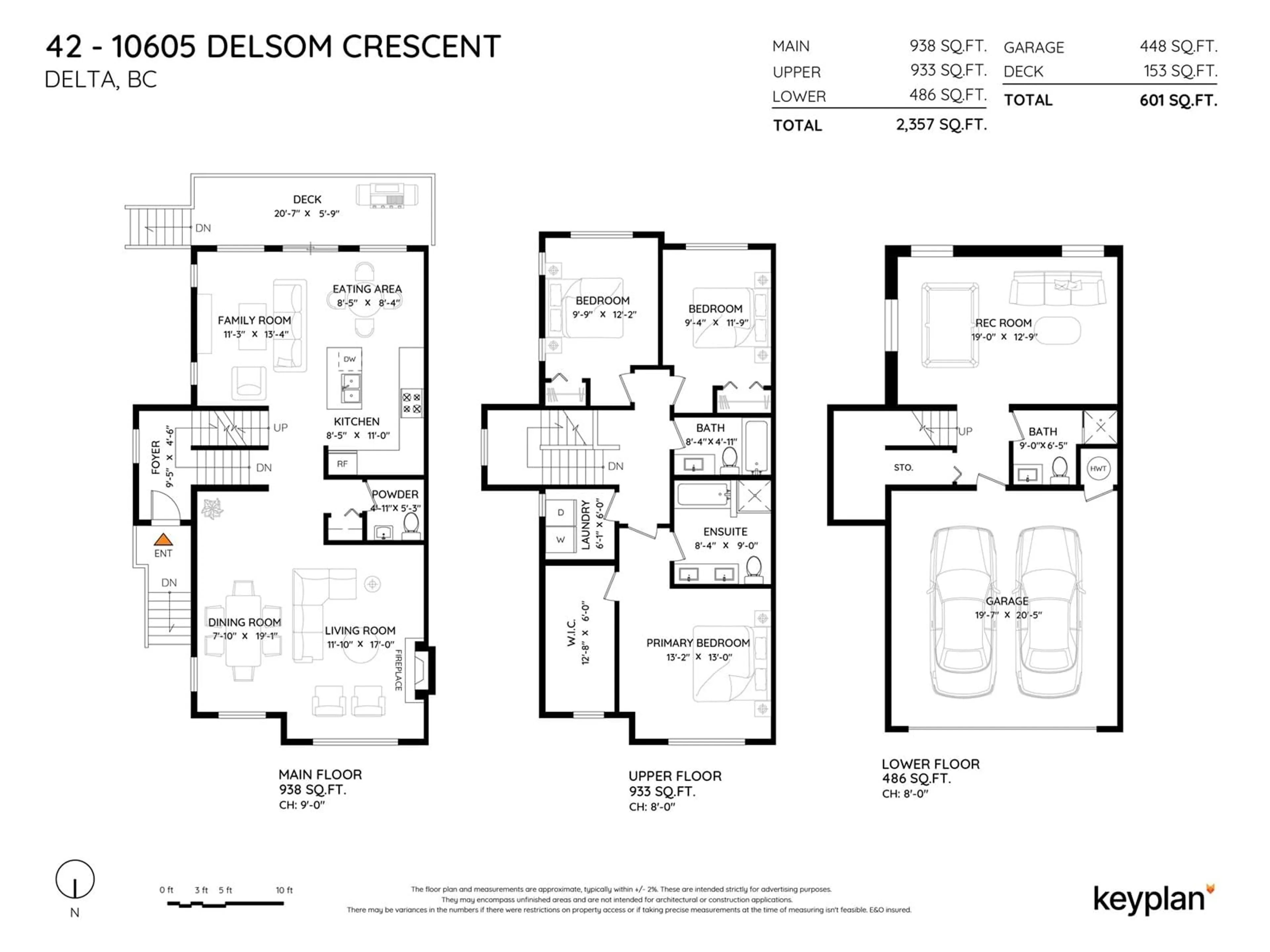 Floor plan for 42 10605 DELSOM CRESCENT, Delta British Columbia V4C0A4