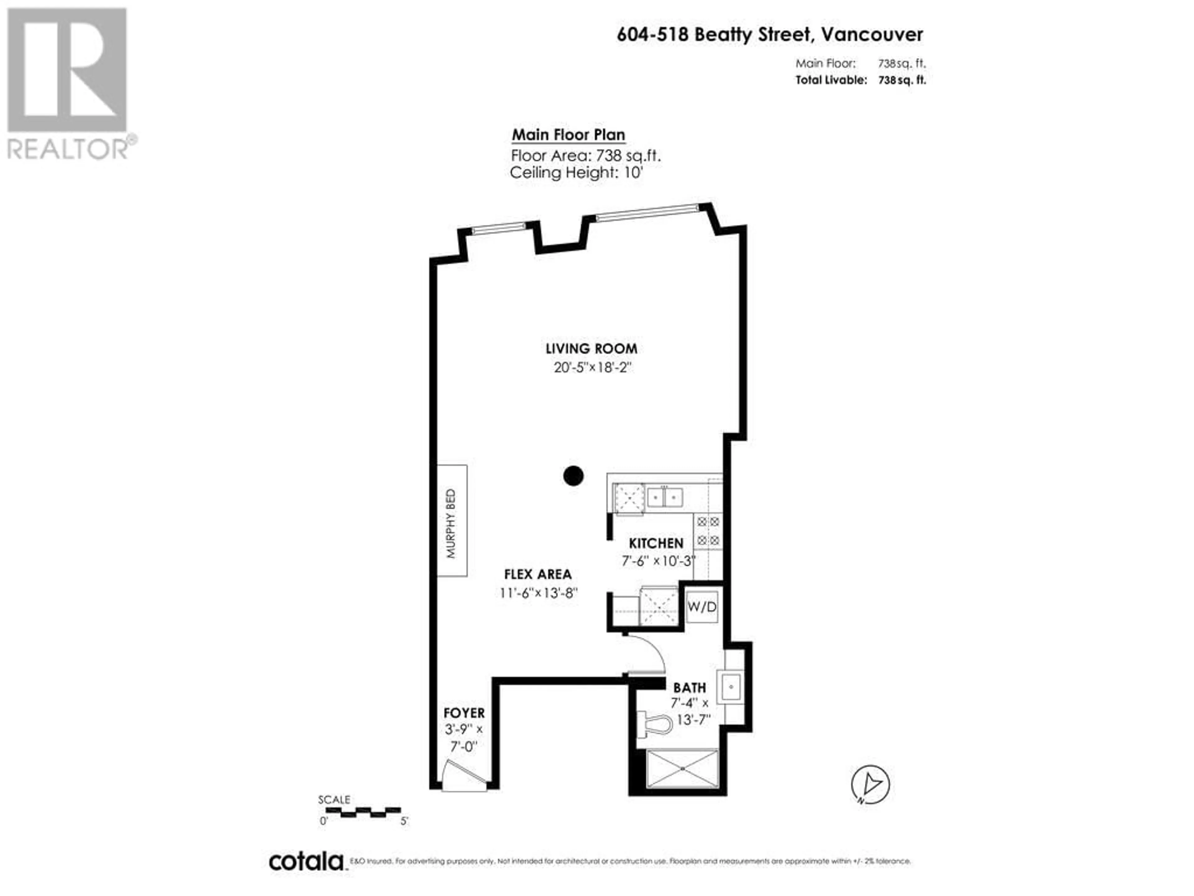 Floor plan for 604 518 BEATTY STREET, Vancouver British Columbia V6B6G8