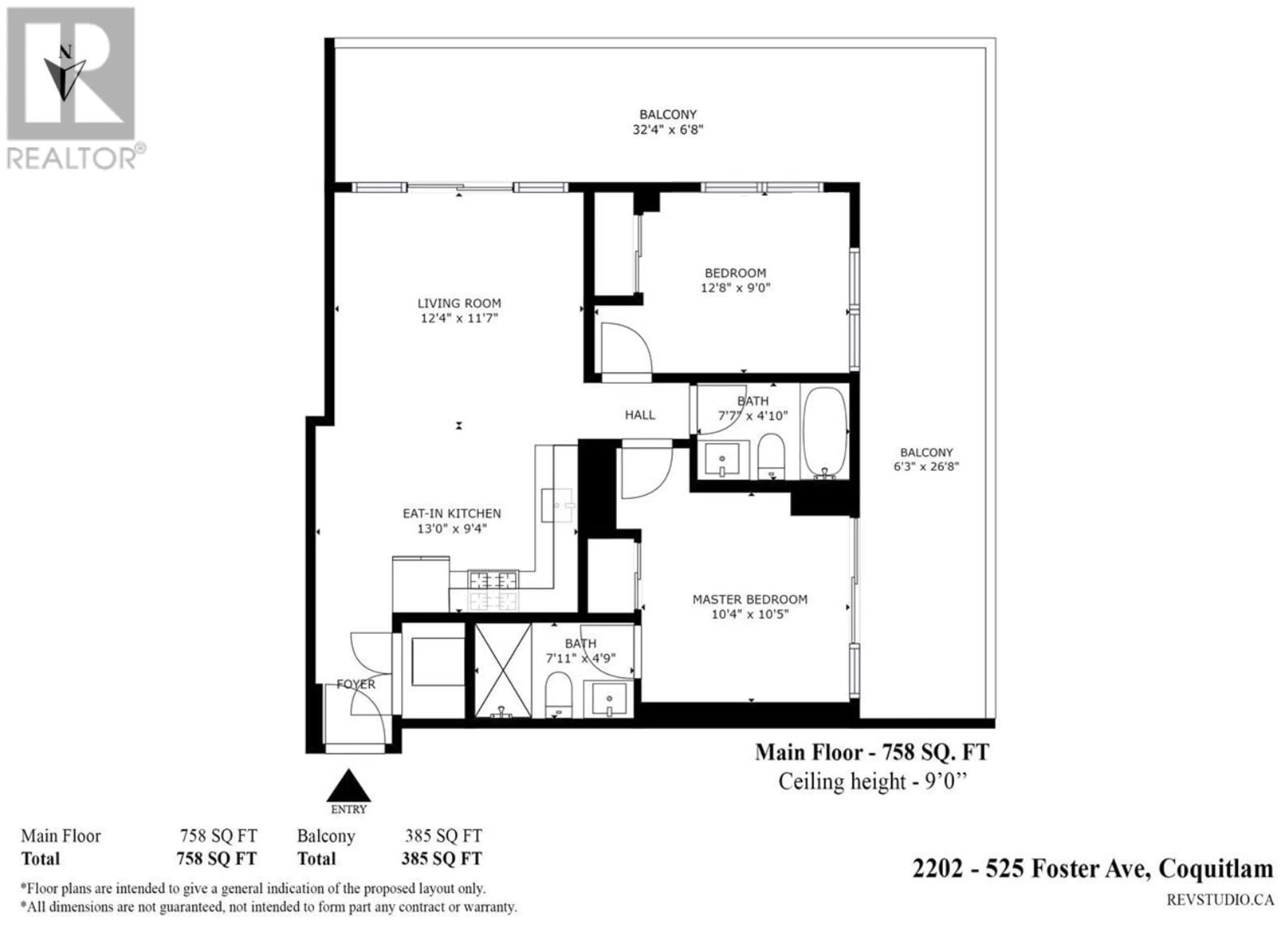 Floor plan for 2202 525 FOSTER AVENUE, Coquitlam British Columbia V3J0H6