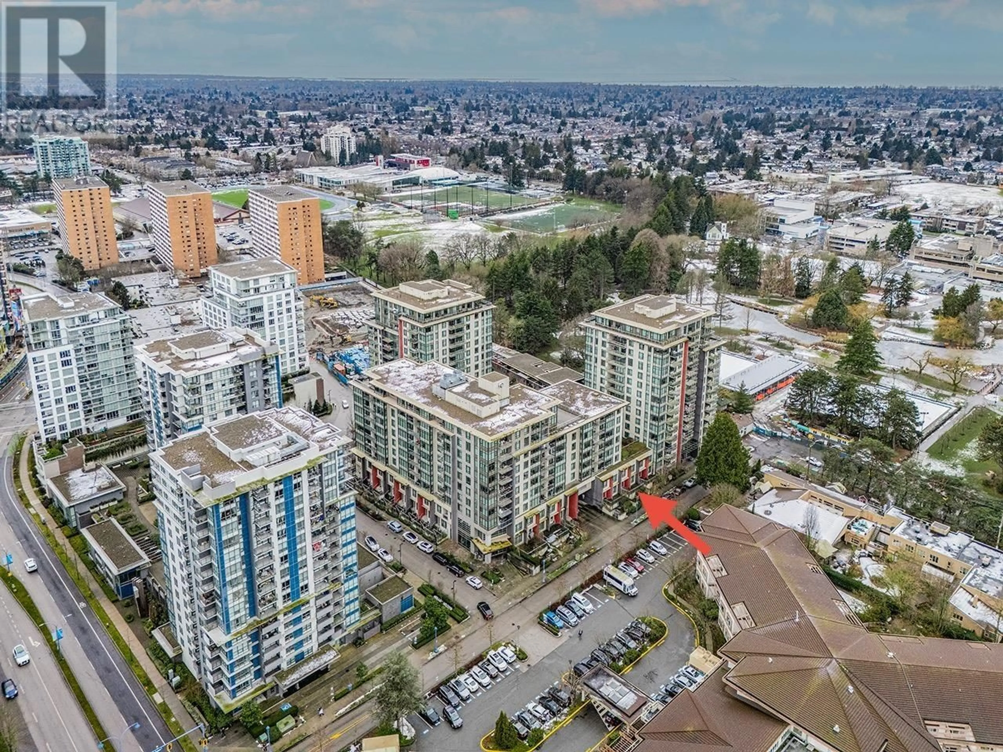 A pic from outside/outdoor area/front of a property/back of a property/a pic from drone, city buildings view from balcony for TH8 - 7338 GOLLNER AVENUE, Richmond British Columbia V6Y0H8
