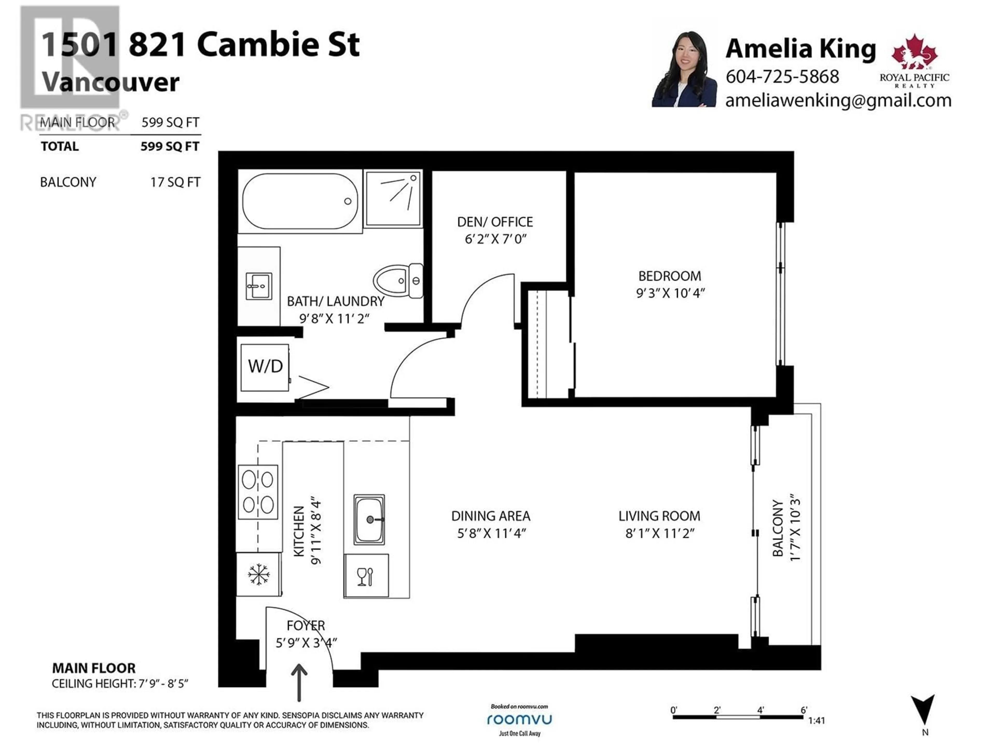 Floor plan for 1501 821 CAMBIE STREET, Vancouver British Columbia V6B0E3