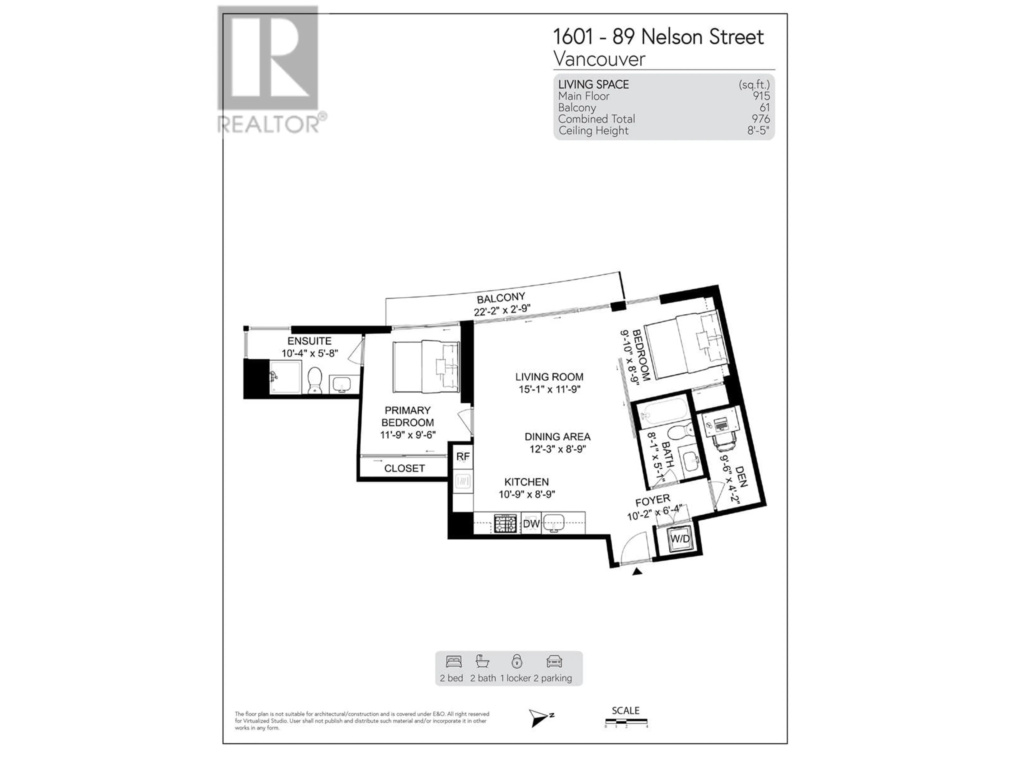 Floor plan for 1601 89 NELSON STREET, Vancouver British Columbia V6Z0E7