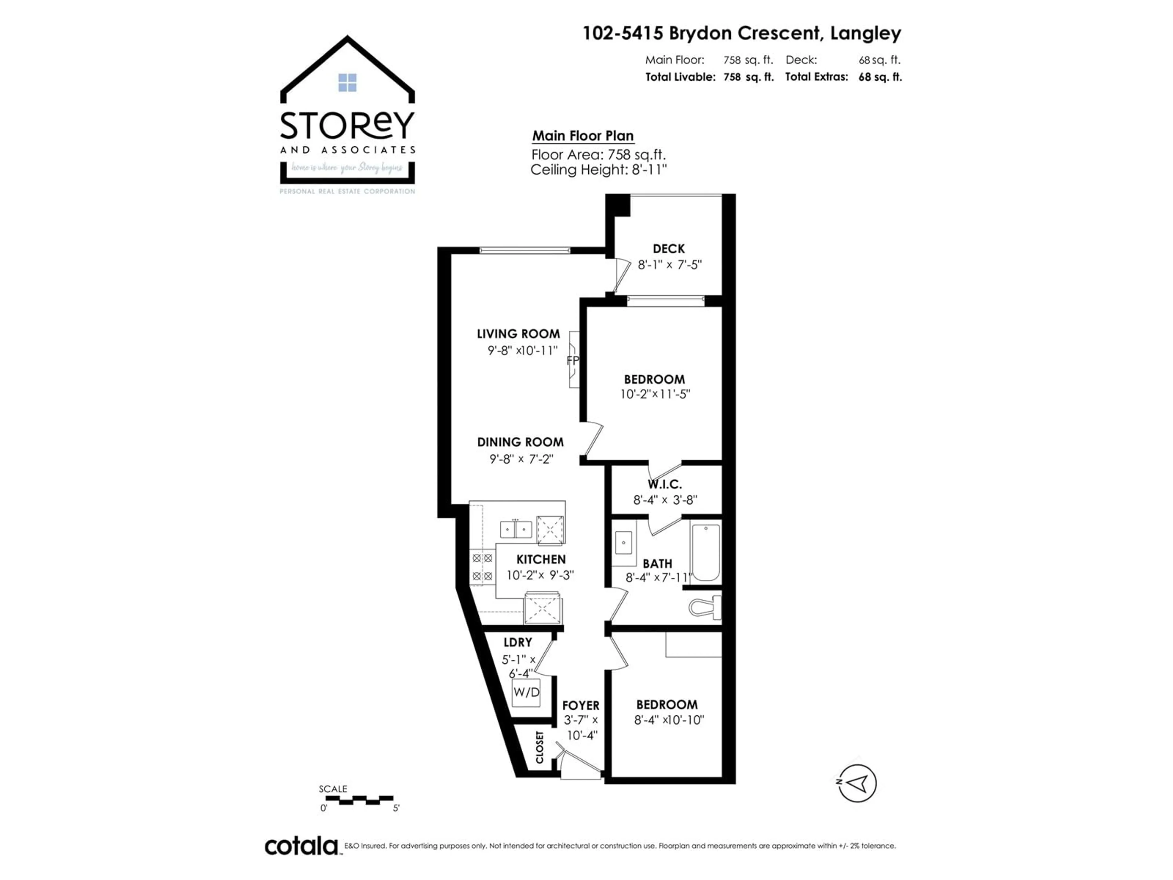 Floor plan for 102 5415 BRYDON CRESCENT, Langley British Columbia V3A0N4