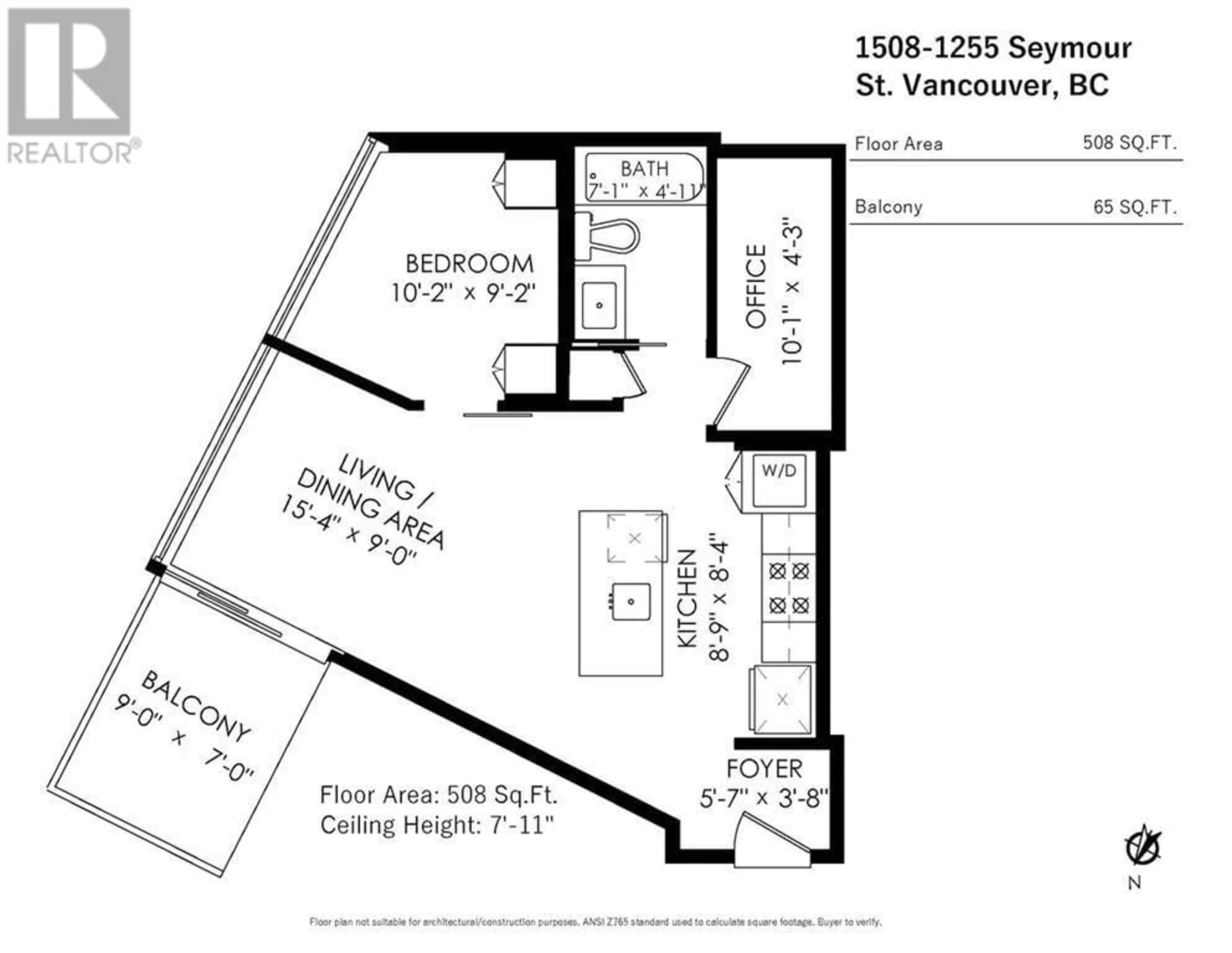 Floor plan for 1508 1255 SEYMOUR STREET, Vancouver British Columbia V6B0H1