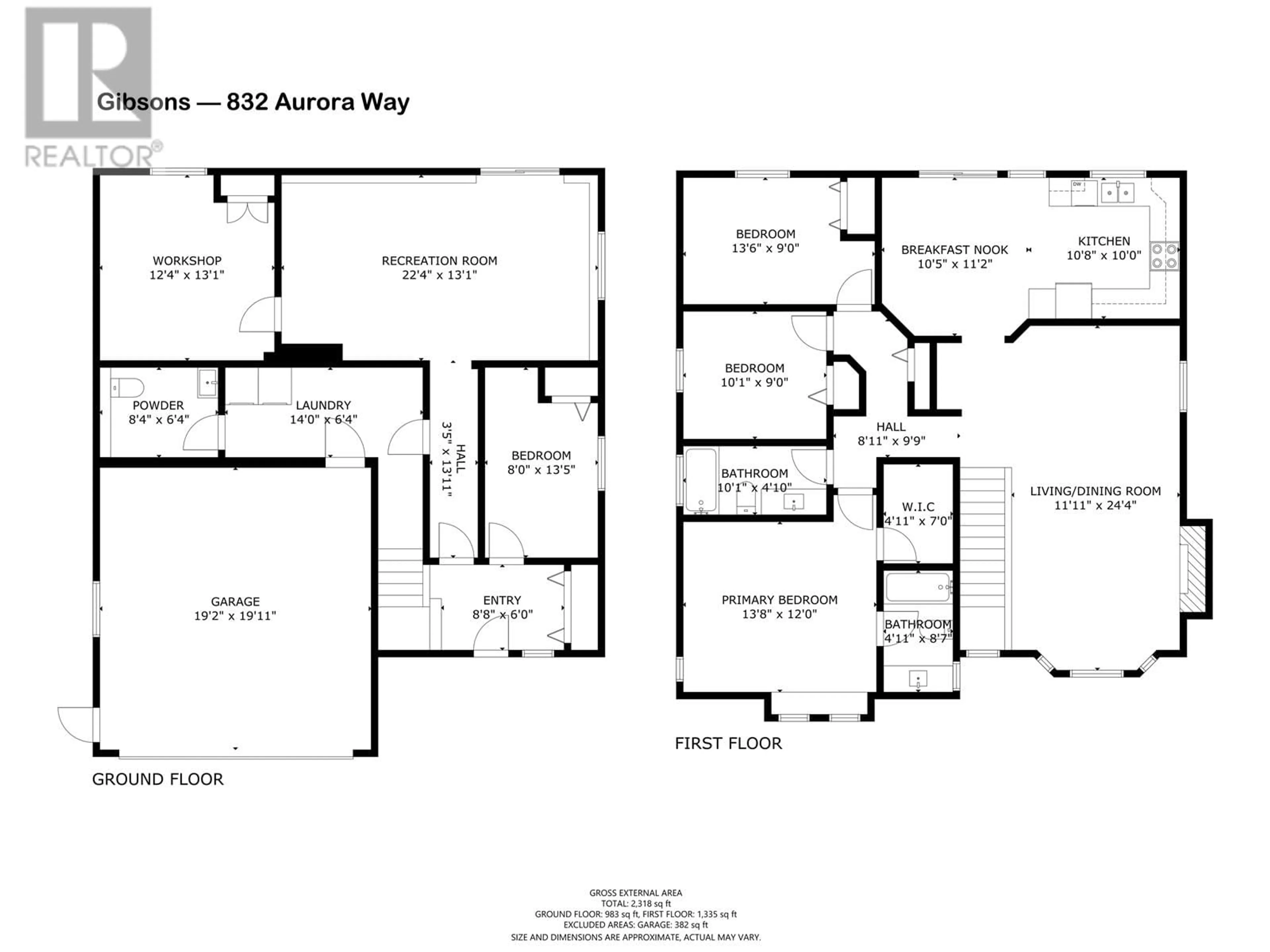 Floor plan for 832 AURORA WAY, Gibsons British Columbia V0N1V9