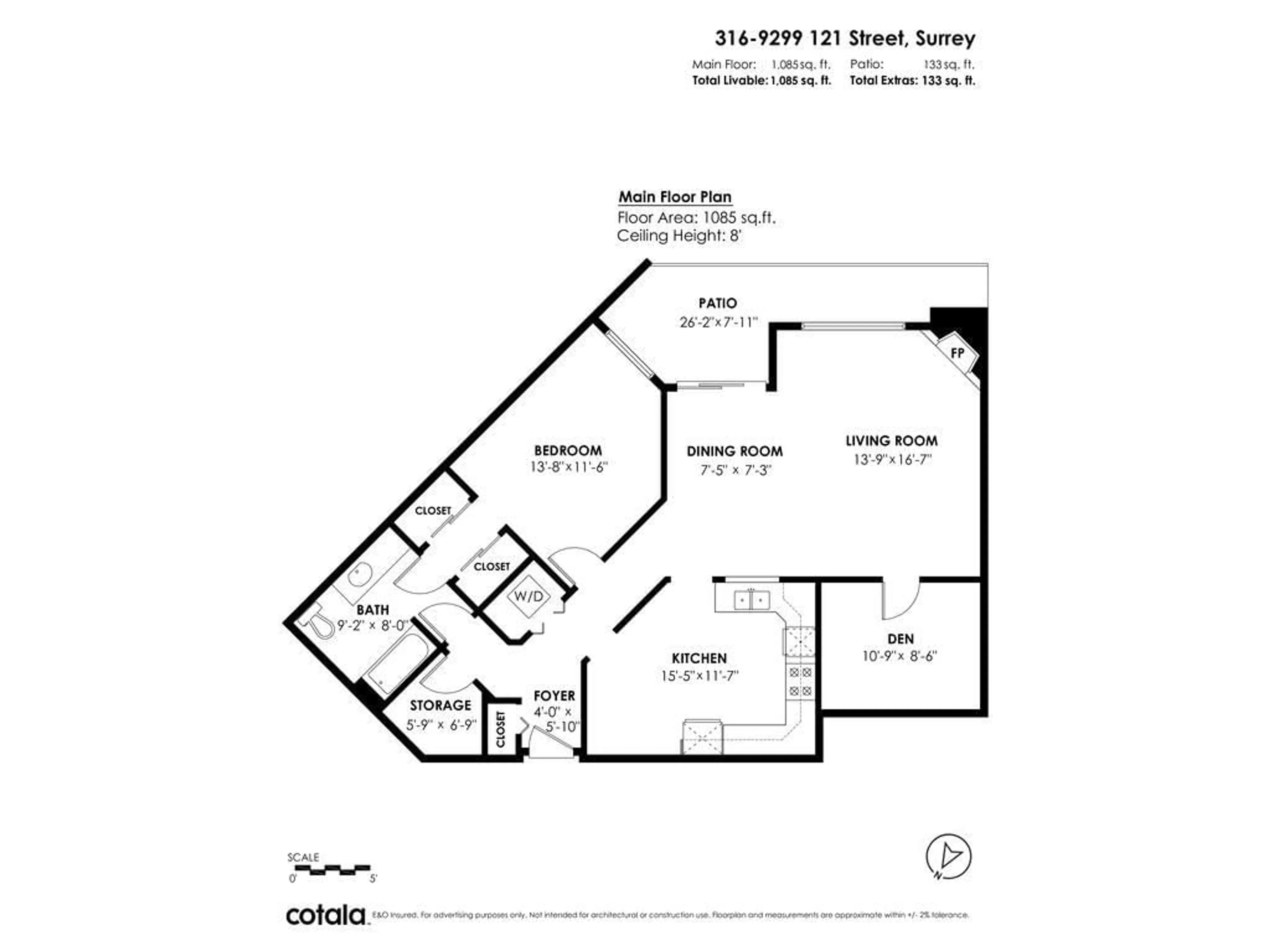 Floor plan for 316 9299 121 STREET, Surrey British Columbia V3V7X8