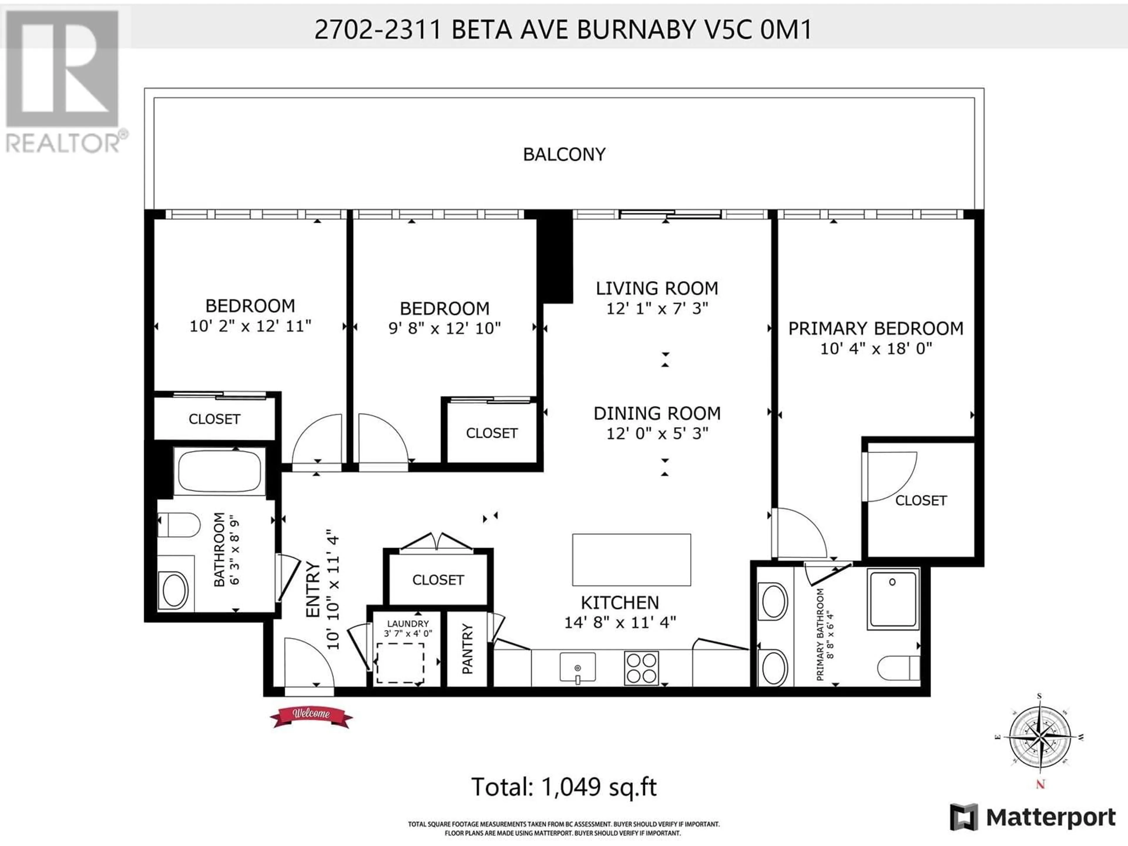 Floor plan for 2702 - 2311 BETA AVENUE, Burnaby British Columbia V5C0M1
