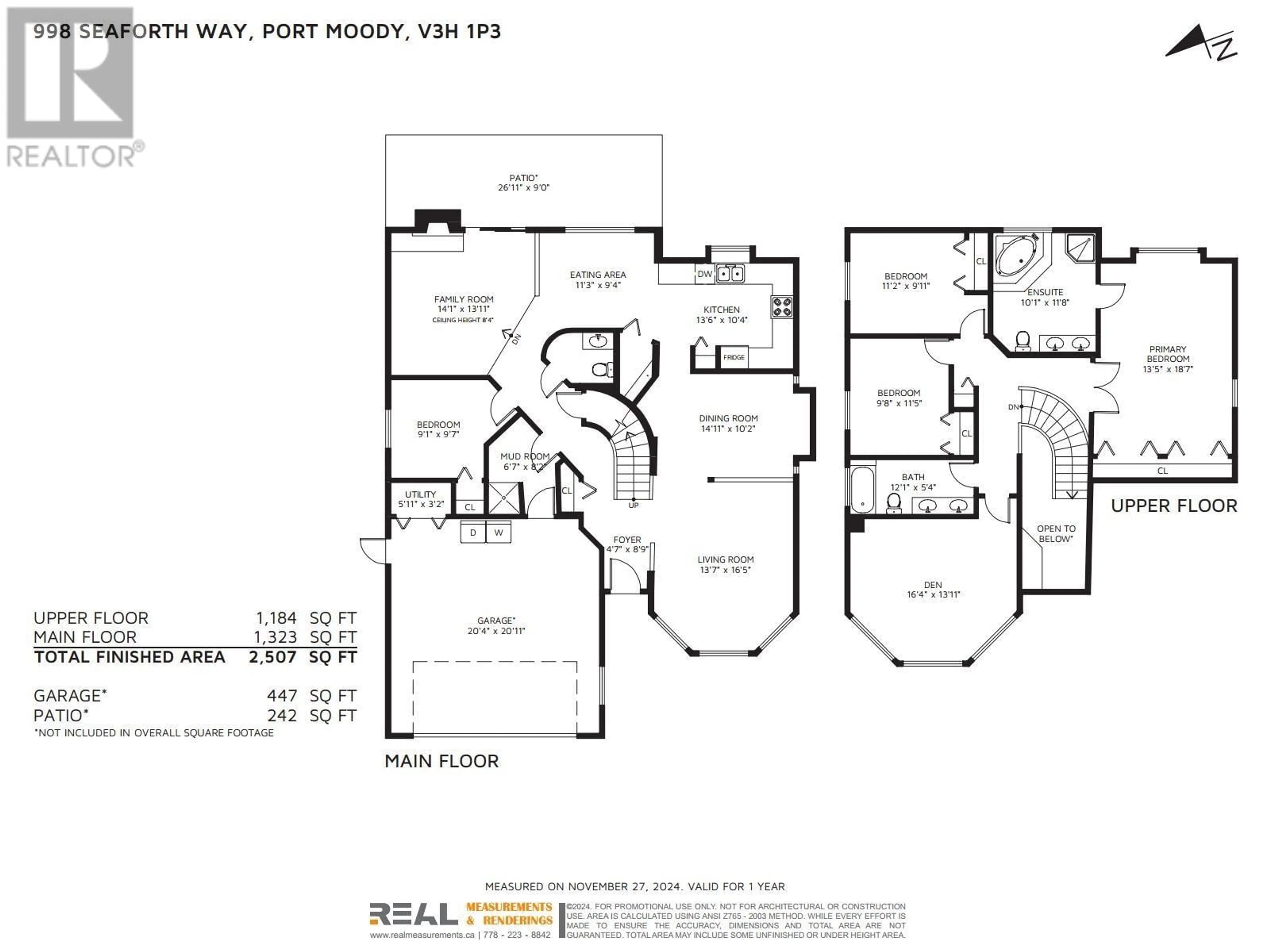 Floor plan for 998 SEAFORTH WAY, Port Moody British Columbia V3H1P3