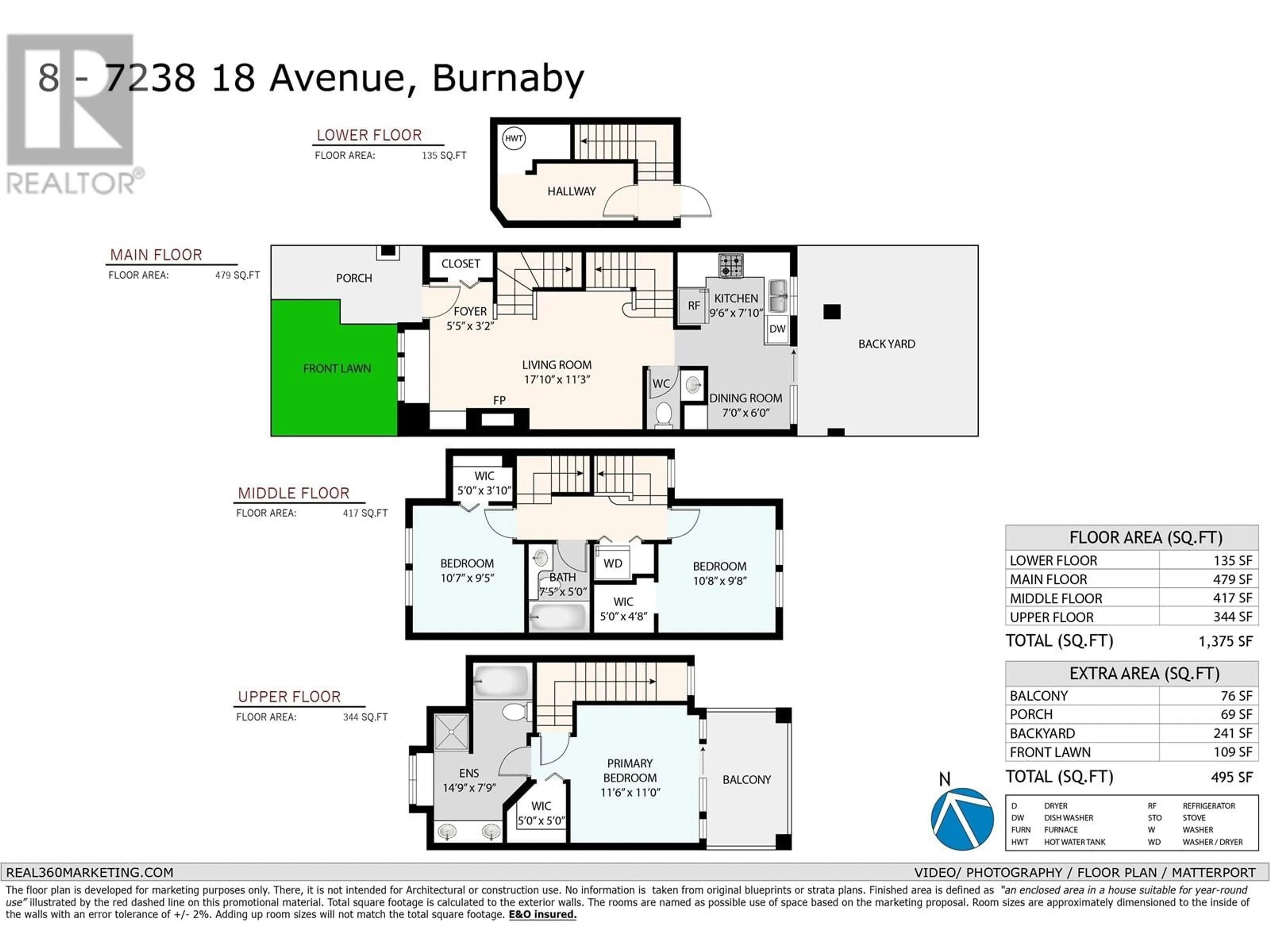 Floor plan for 8 7238 18TH AVENUE, Burnaby British Columbia V3N1H3