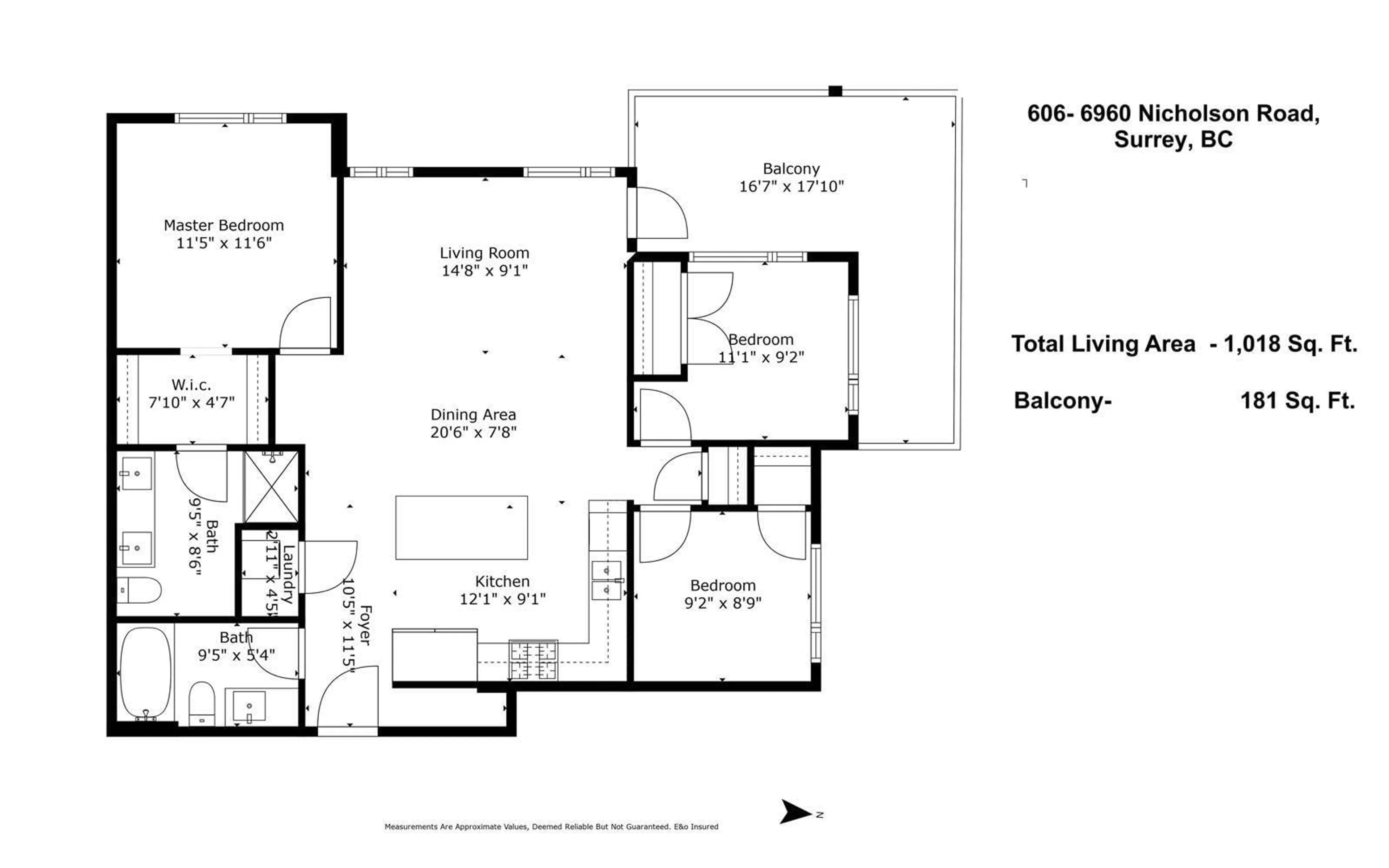 Floor plan for 606 - 6960 NICHOLSON, Delta British Columbia V4E0A9