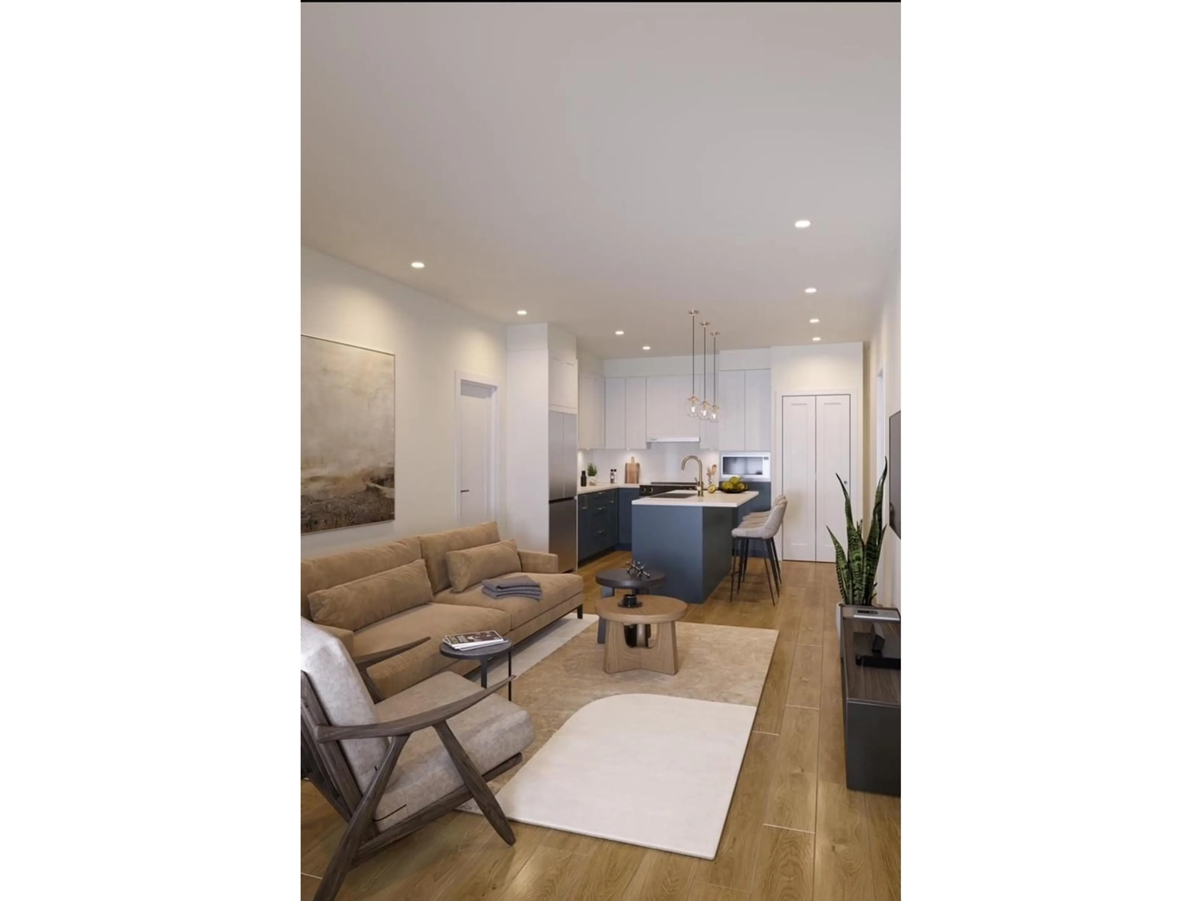 Living room with furniture, wood/laminate floor for 208 - 17783 56A, Surrey British Columbia V3S7M5