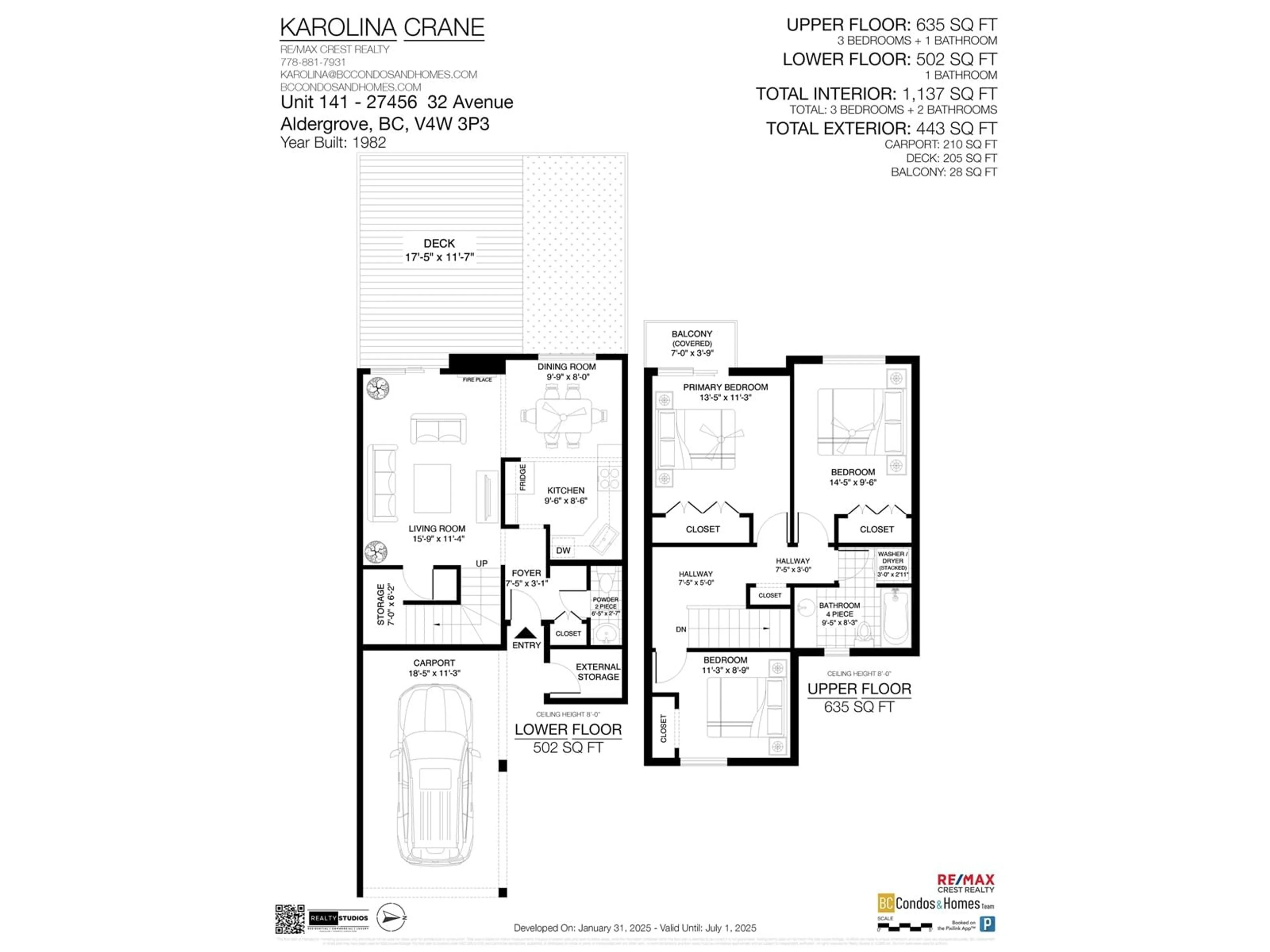 Floor plan for 141 27456 32 AVENUE, Langley British Columbia V4W3P3