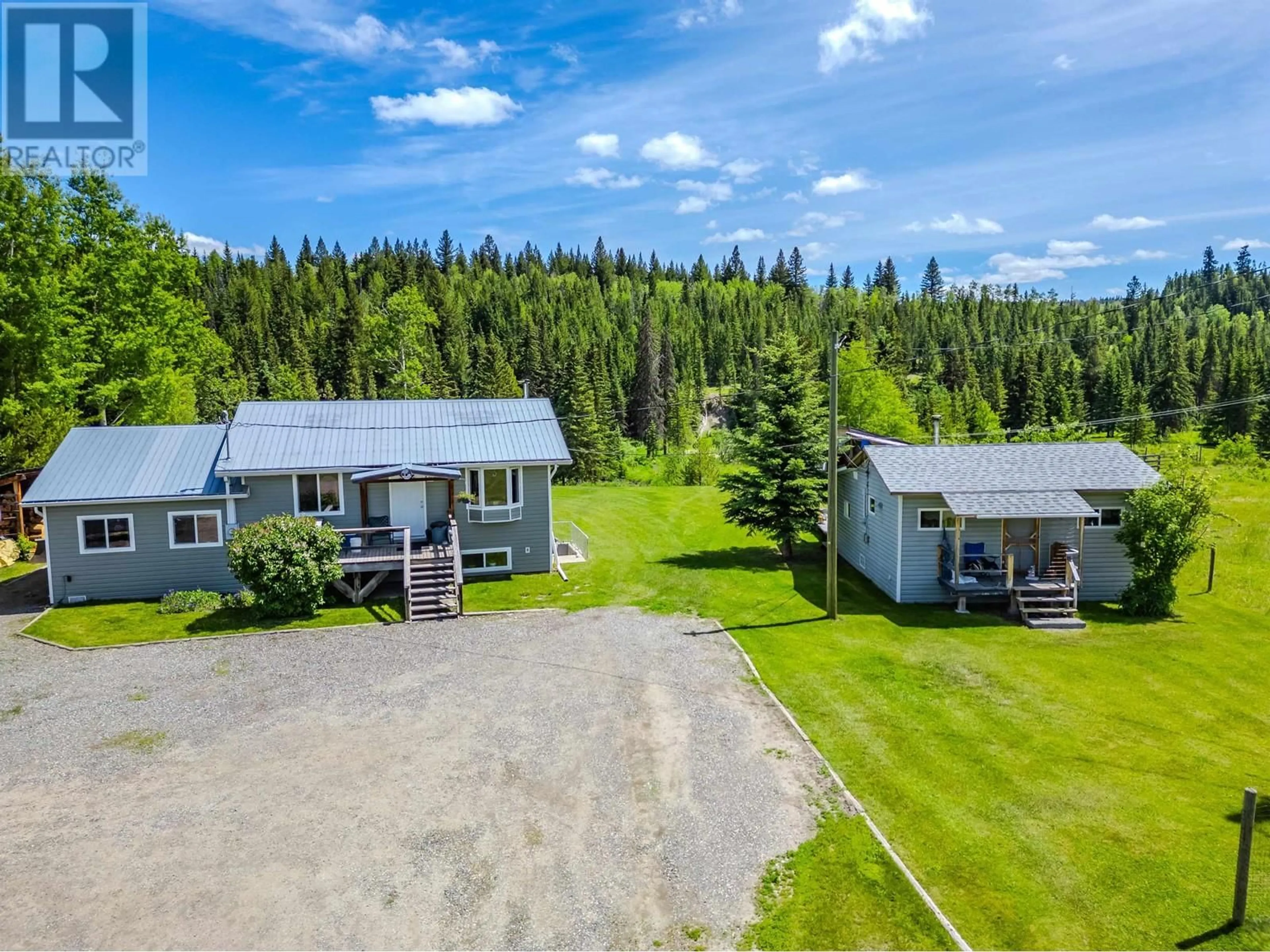 A pic from outside/outdoor area/front of a property/back of a property/a pic from drone, unknown for 5501 KENNEDY ROAD, 100 Mile House British Columbia V0K2E0