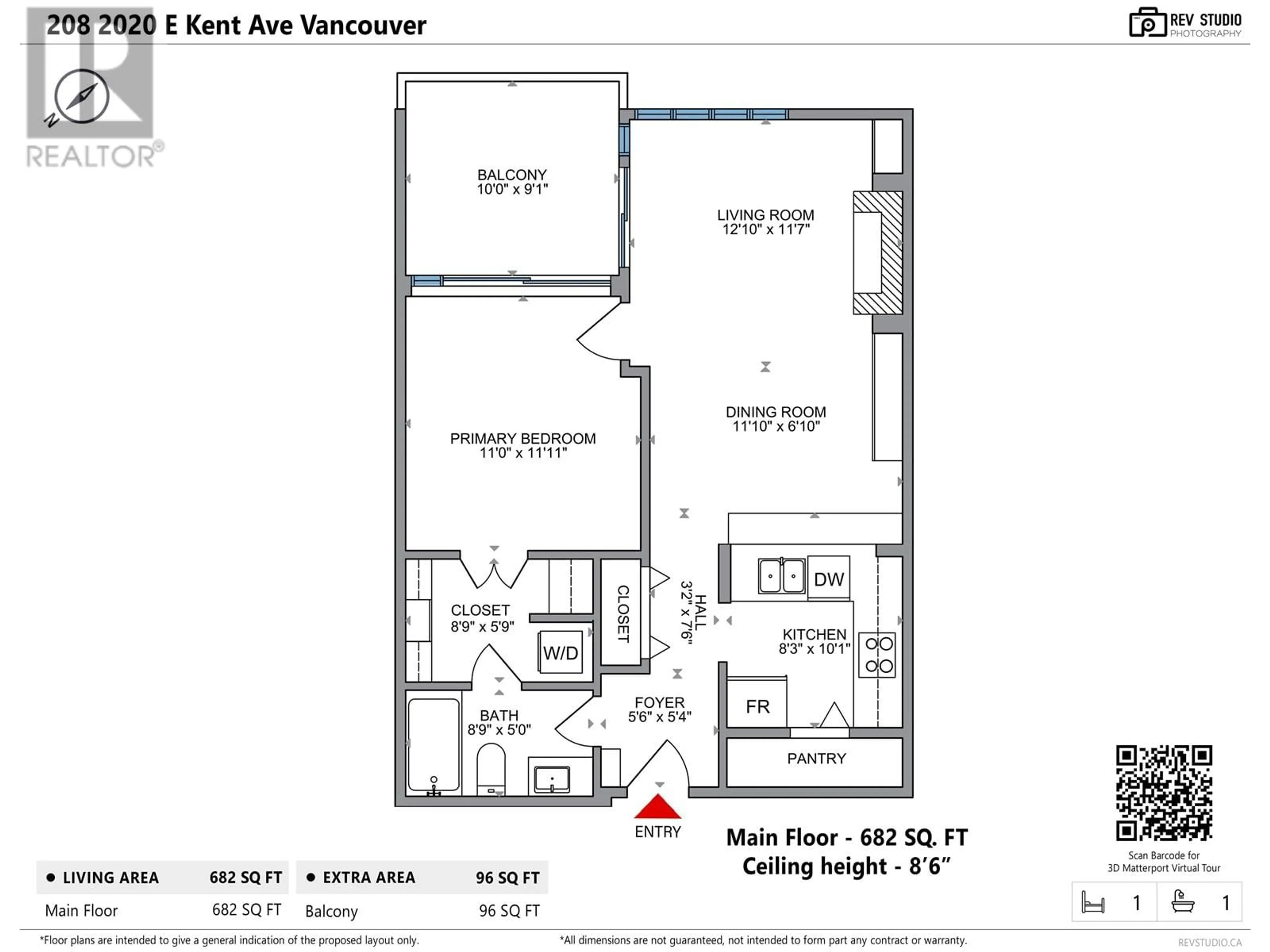 Floor plan for 208 - 2020 KENT AVENUE SOUTH, Vancouver British Columbia V5P4X1