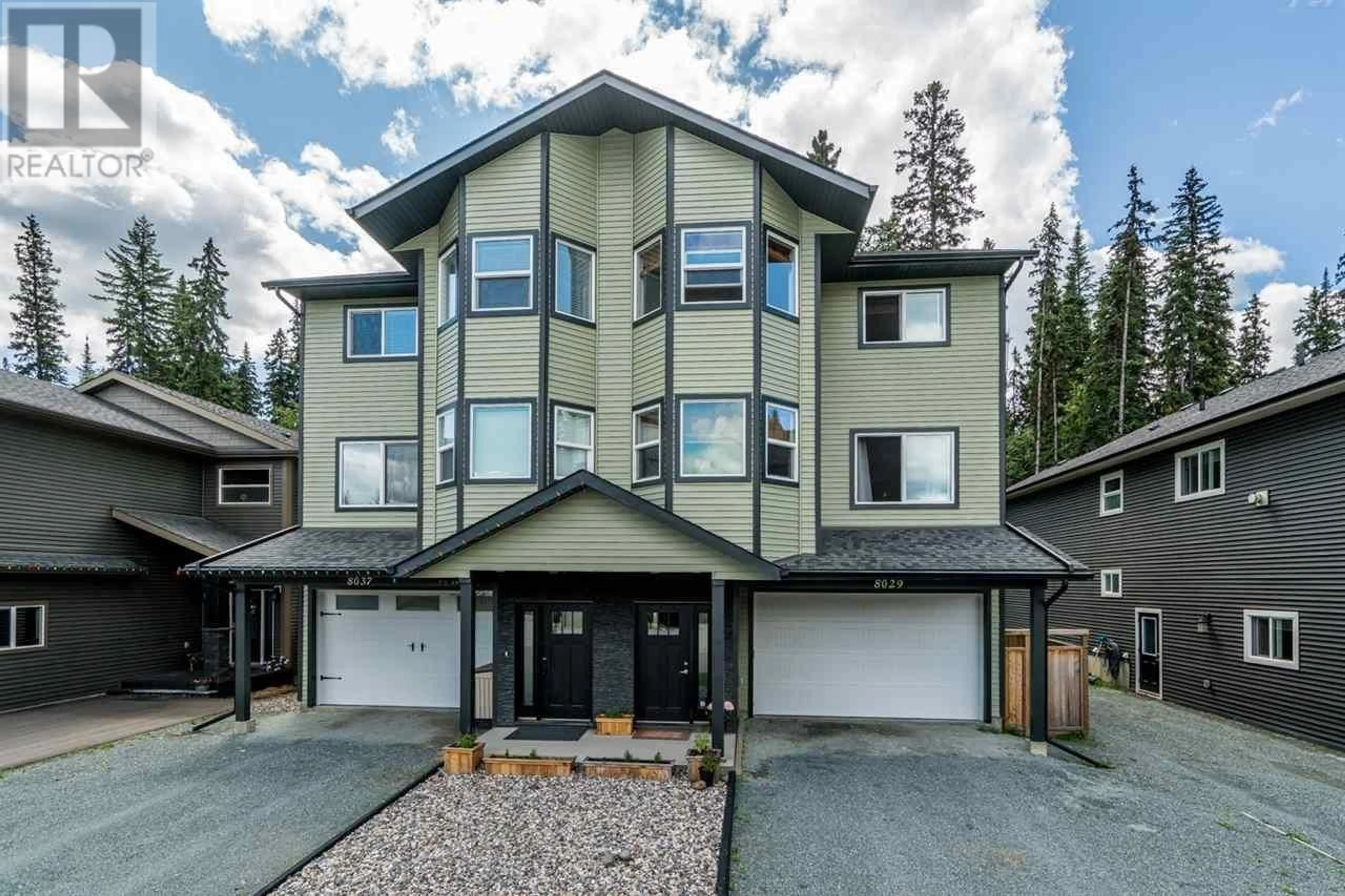 A pic from outside/outdoor area/front of a property/back of a property/a pic from drone, mountain view for 8029 STILLWATER CRESCENT, Prince George British Columbia V2N0C2