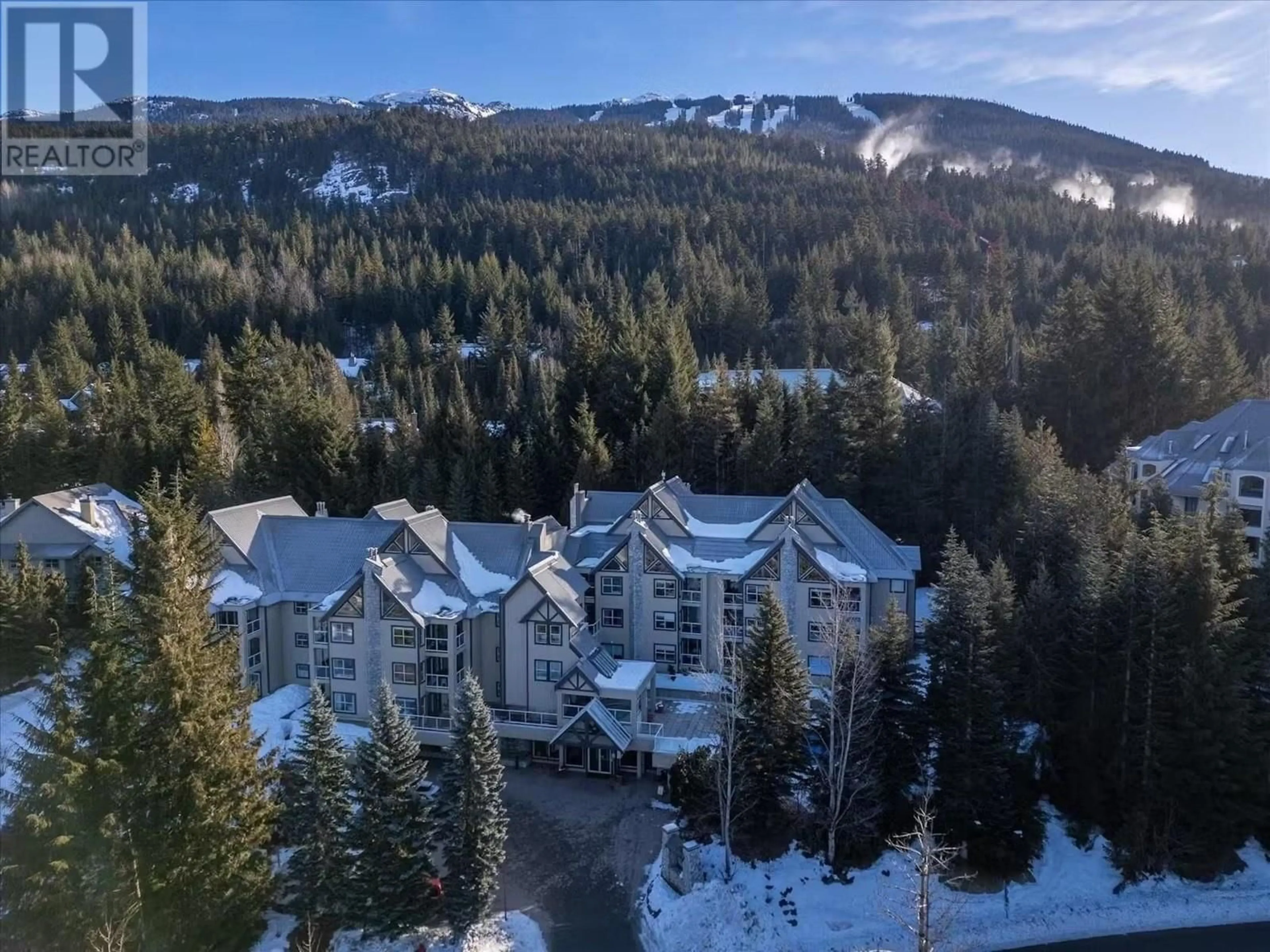 A pic from outside/outdoor area/front of a property/back of a property/a pic from drone, mountain view for 302 4749 SPEARHEAD DRIVE, Whistler British Columbia V8E1E9