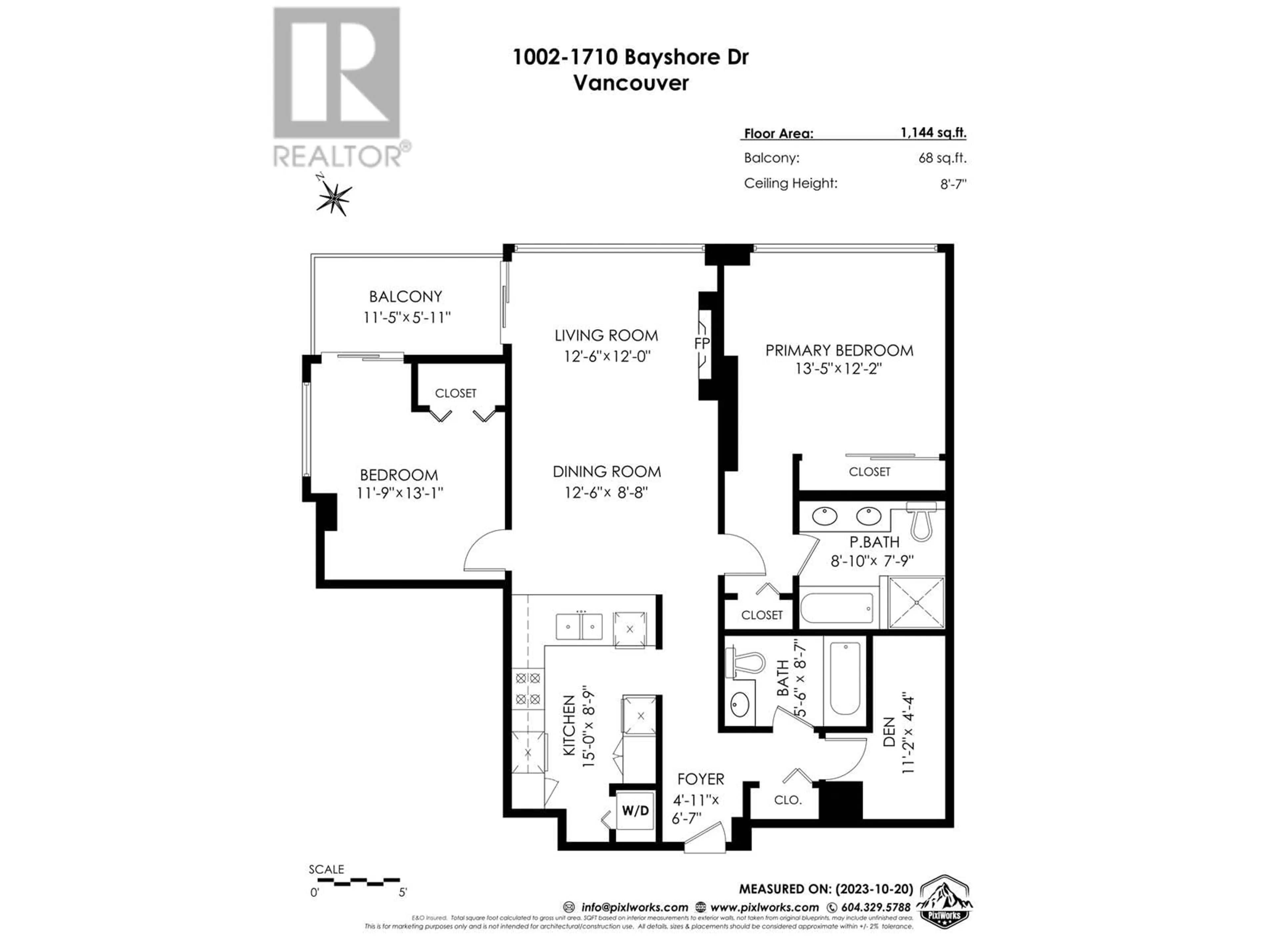 Floor plan for 1002 - 1710 BAYSHORE DRIVE, Vancouver British Columbia V6G3G4