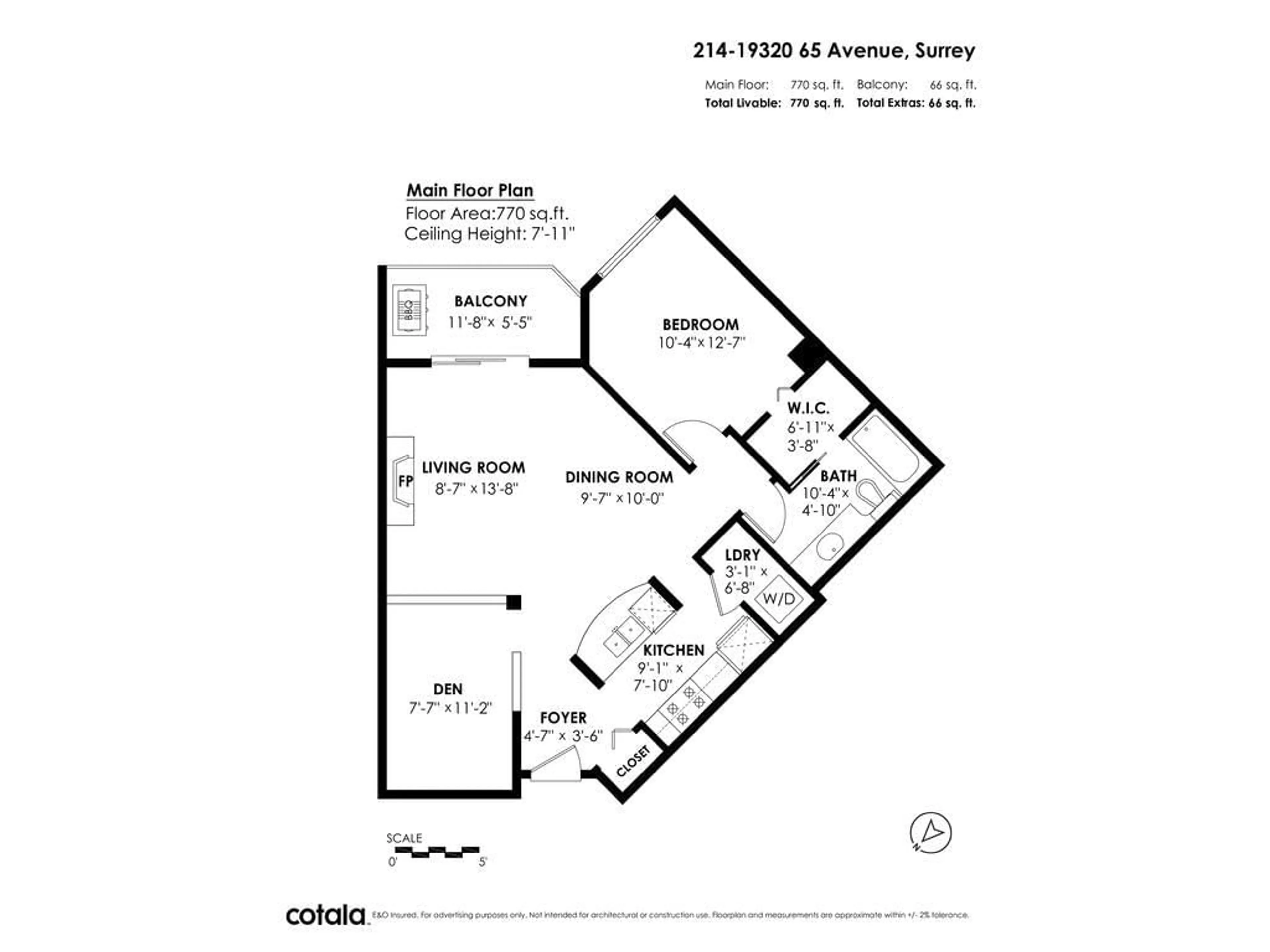 Floor plan for 214 - 19320 65, Surrey British Columbia V4N0A3