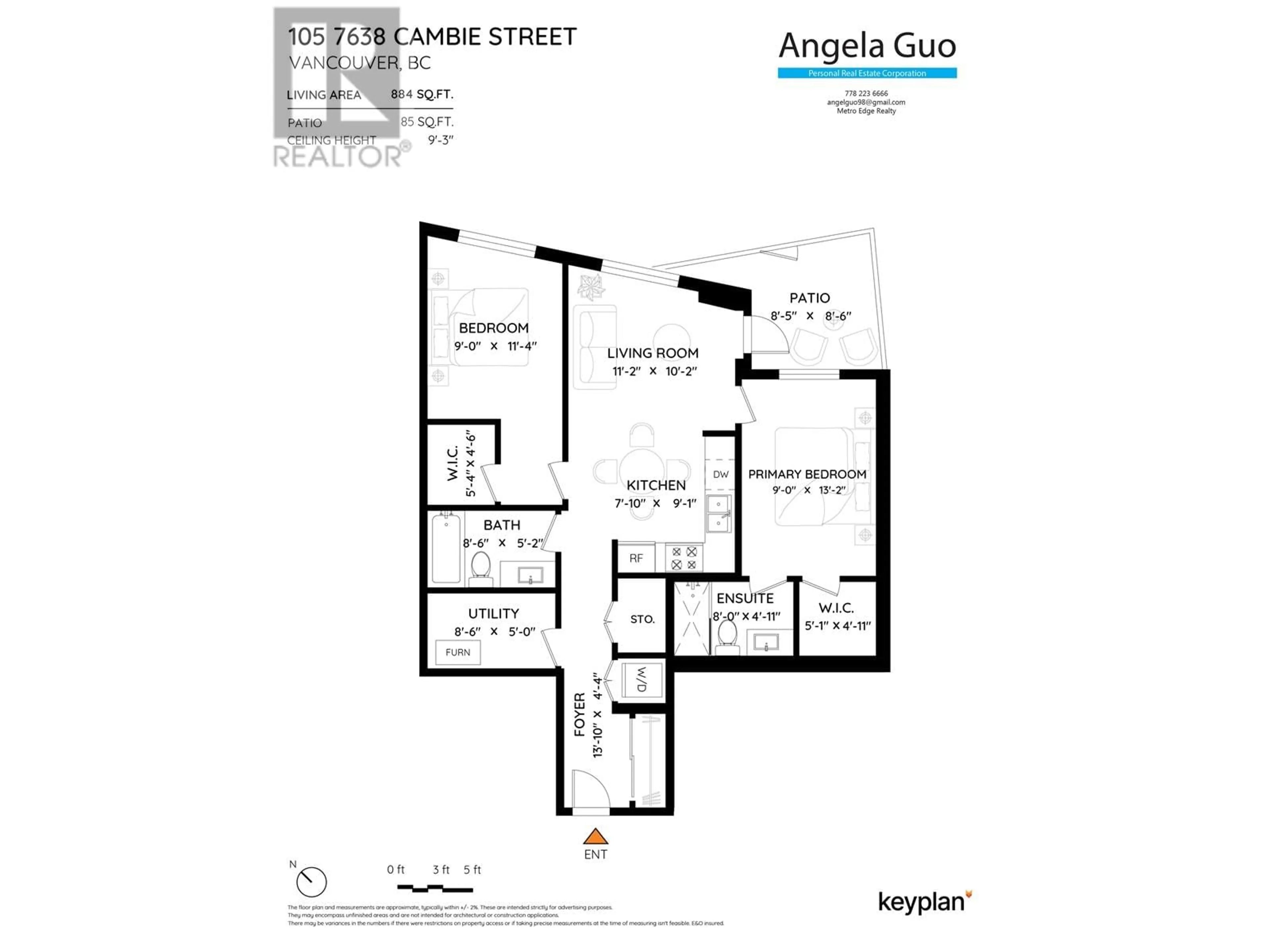 Floor plan for 105 7638 CAMBIE STREET, Vancouver British Columbia V6P3H7