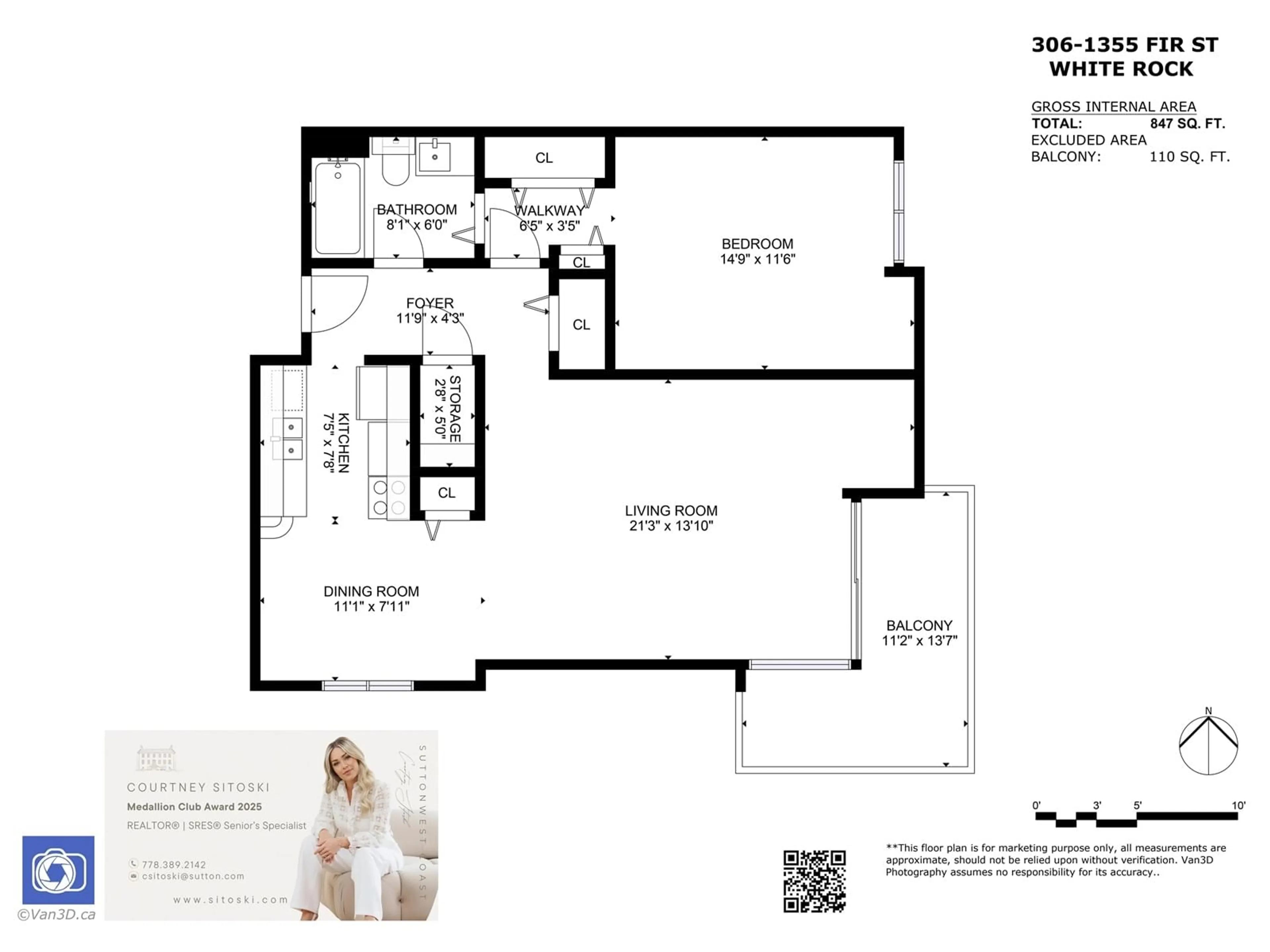 Floor plan for 306 1355 FIR STREET, White Rock British Columbia V4B4B3