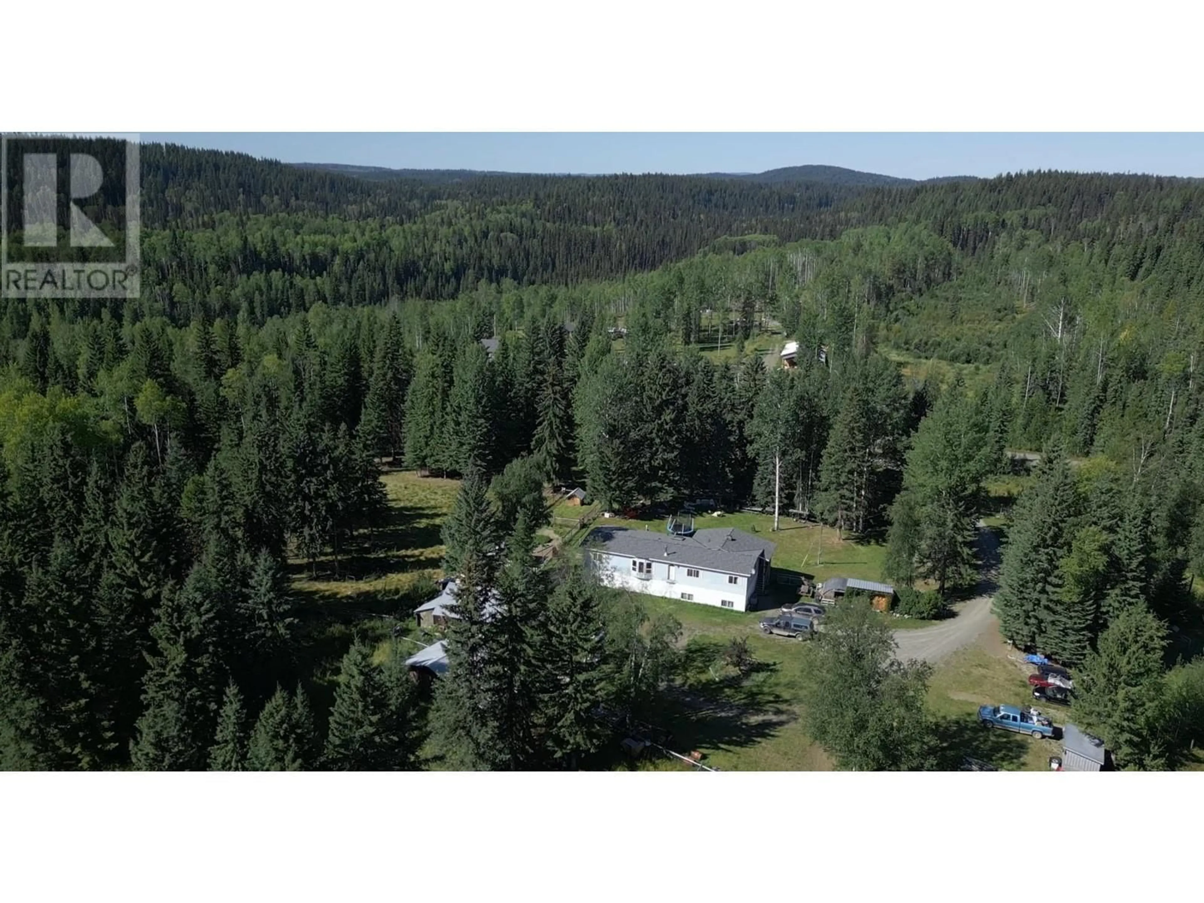 A pic from outside/outdoor area/front of a property/back of a property/a pic from drone, forest/trees view for 3074 SIMMONS ROAD, Horsefly British Columbia V0L1L0