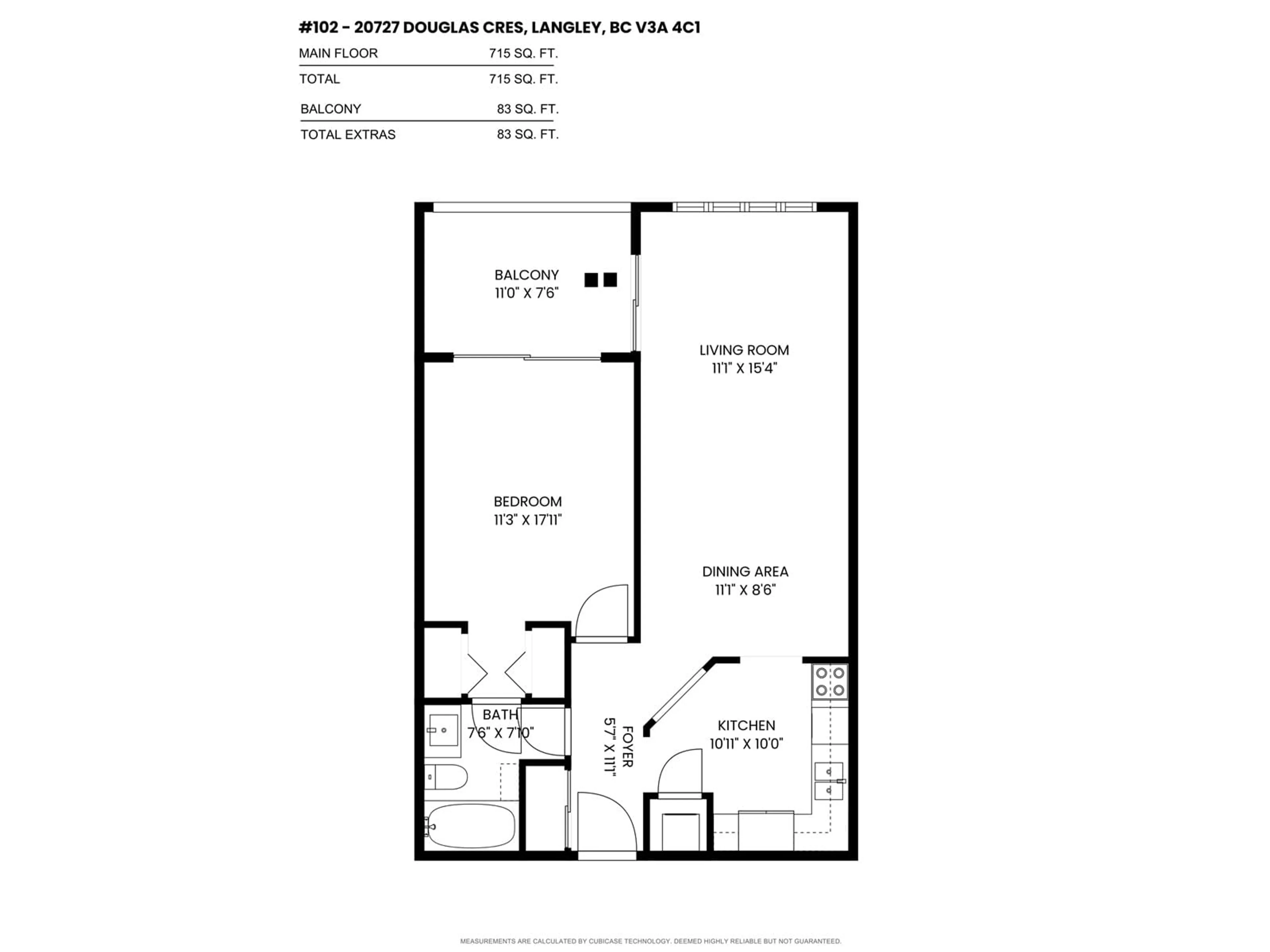 Floor plan for 102 - 20727 DOUGLAS, Langley British Columbia V3A4C1