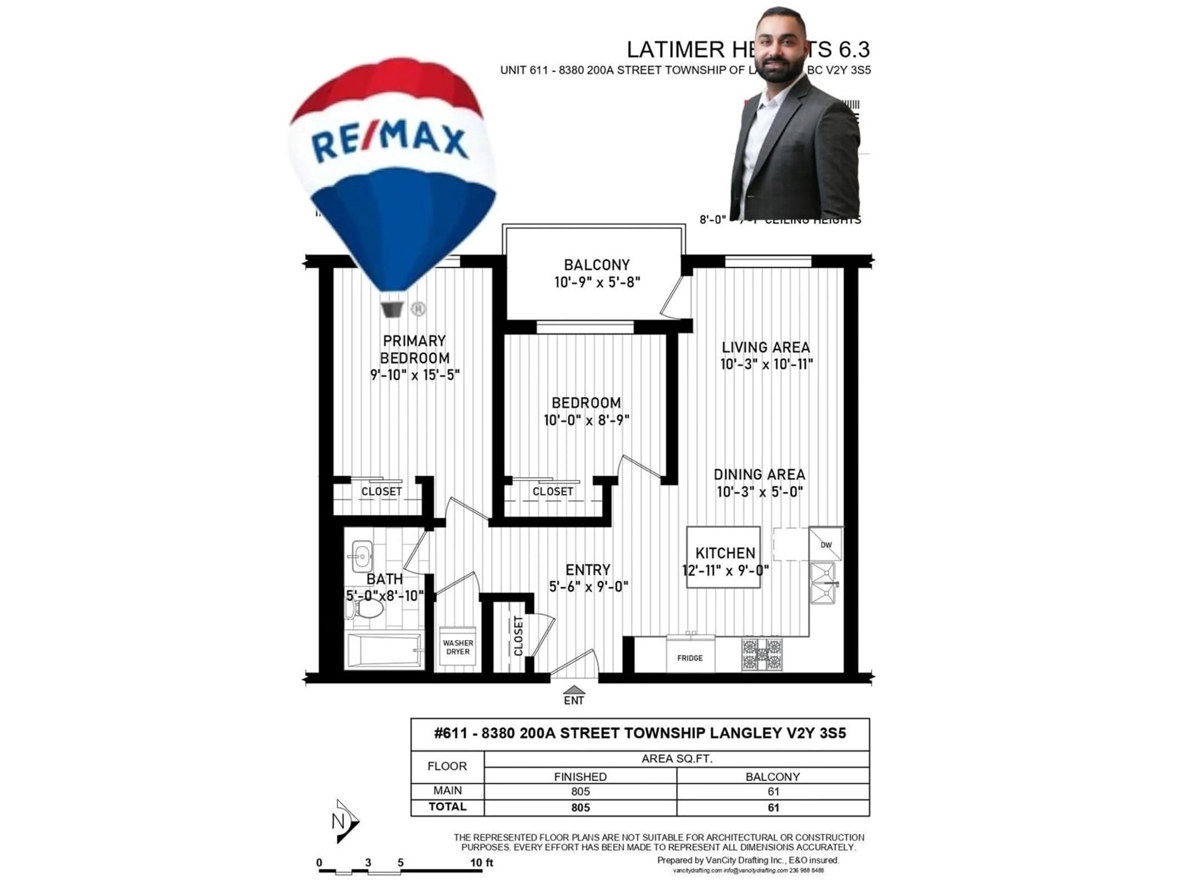 Floor plan for 611 8380 200A STREET, Langley British Columbia V2Y3S5