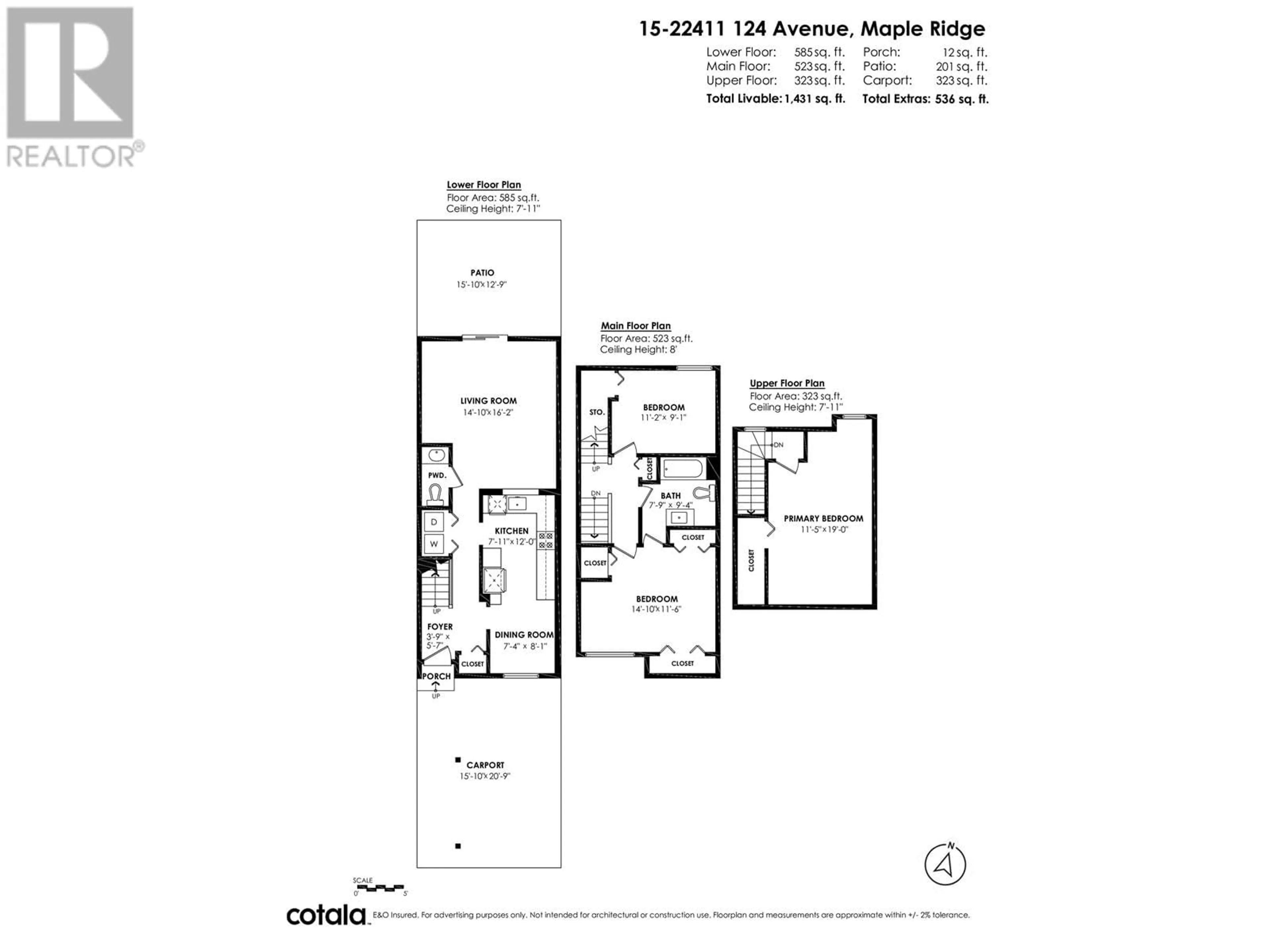 Floor plan for 15 22411 124 AVENUE, Maple Ridge British Columbia V2X0H3