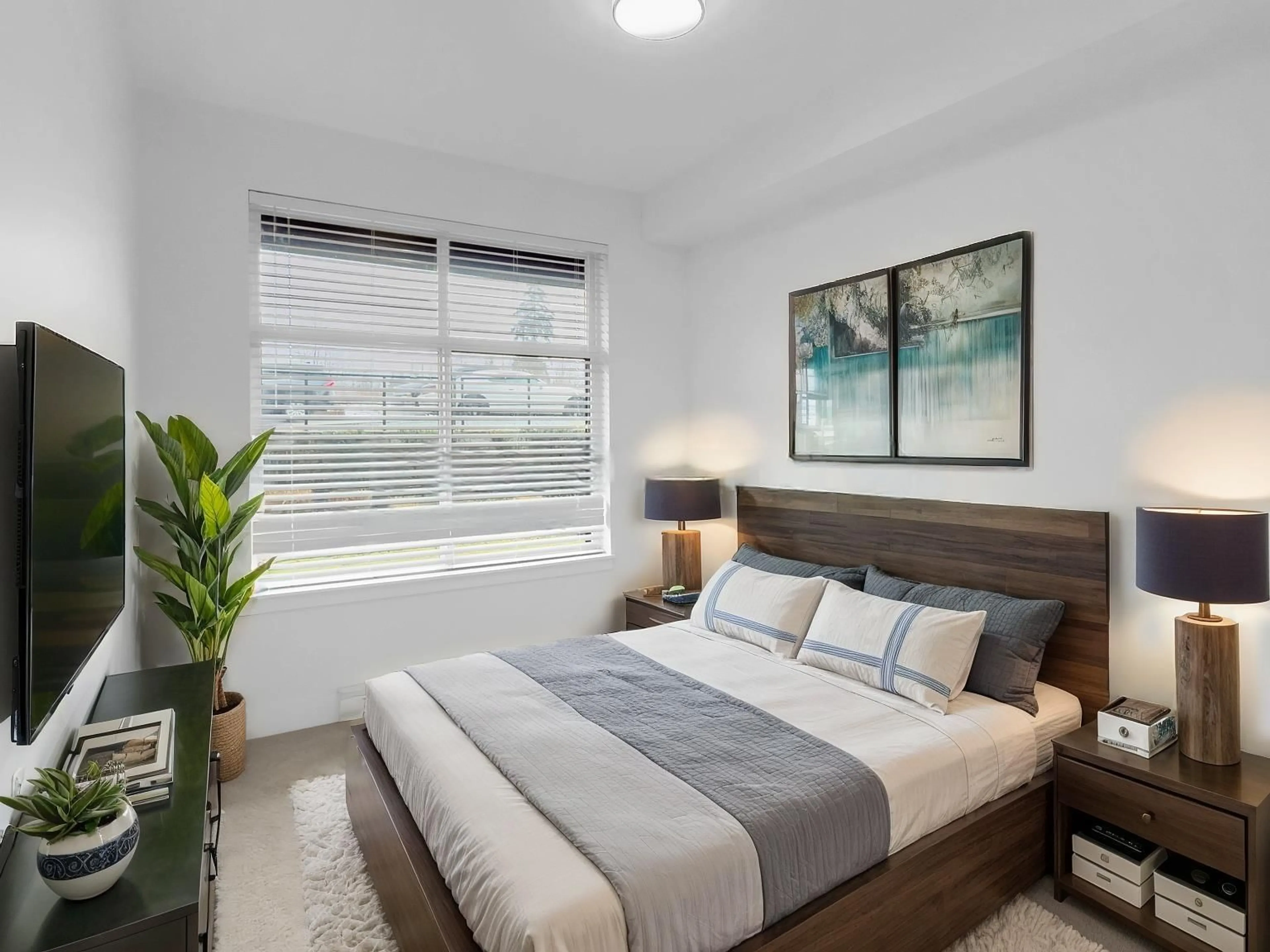 Bedroom with bed, wood/laminate floor for 208 - 9983 BARNSTON EAST, Surrey British Columbia V4N6T3
