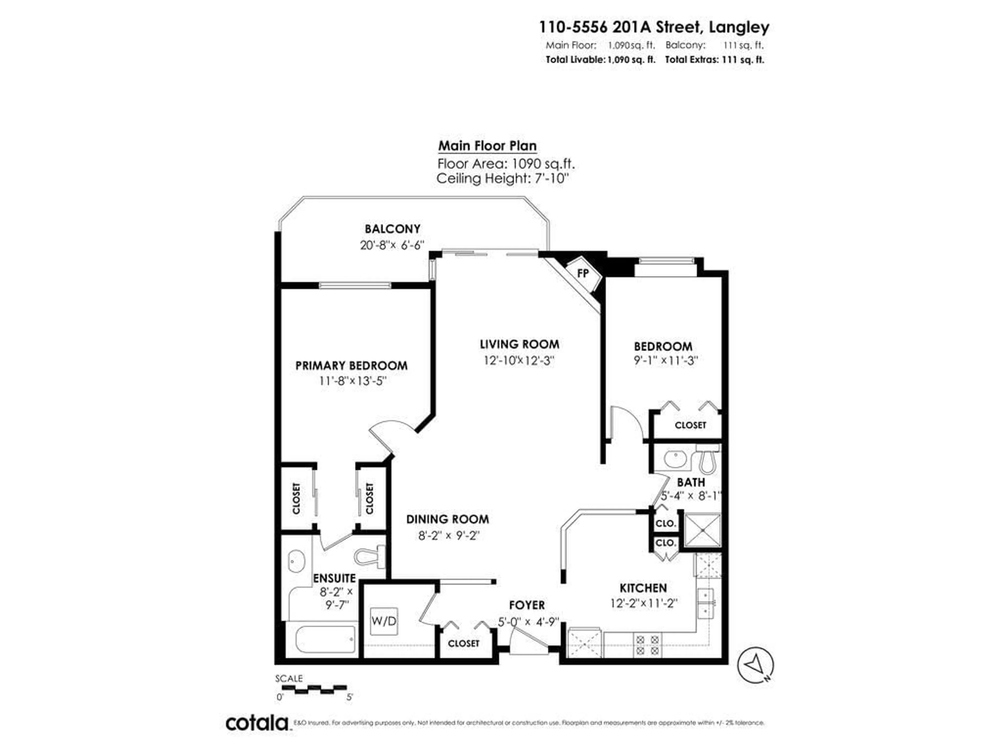 Floor plan for 110 5556 201A STREET, Langley British Columbia V3A8K5