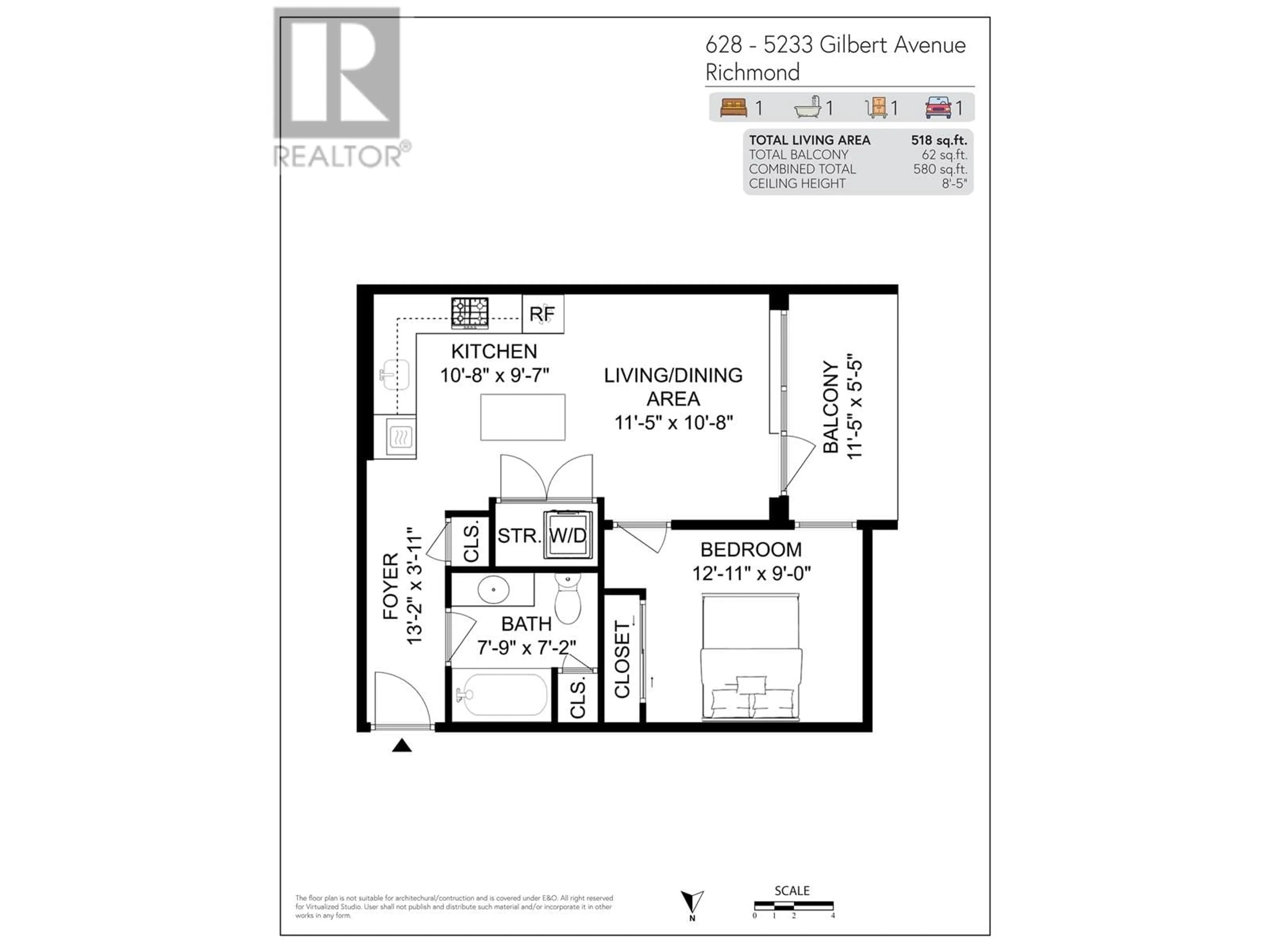 Floor plan for 628 - 5233 GILBERT ROAD, Richmond British Columbia V7C0B3