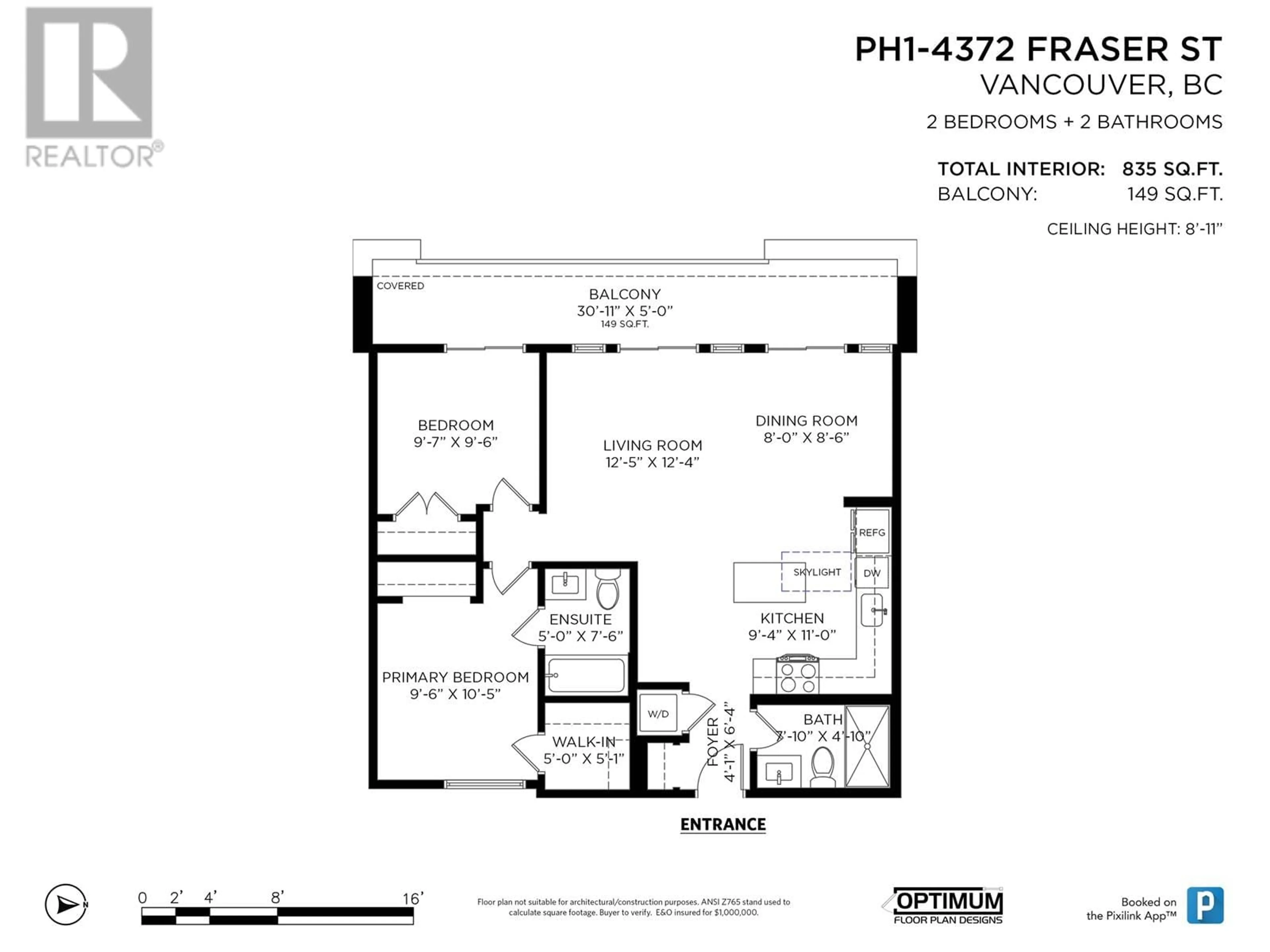 Floor plan for PH1 4372 FRASER STREET, Vancouver British Columbia V5V4G3