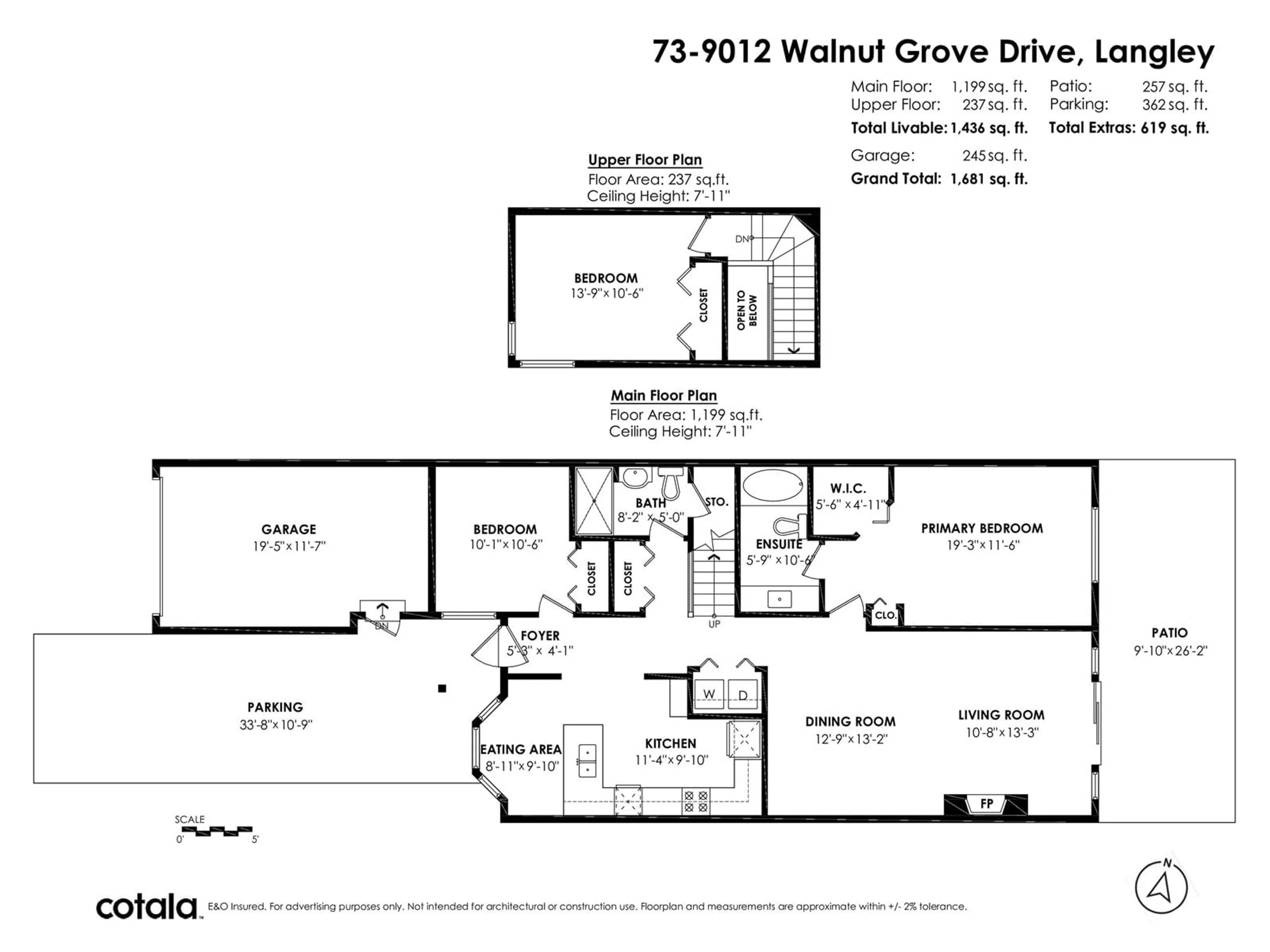 Floor plan for 73 - 9012 WALNUT GROVE, Langley British Columbia V1M2K3