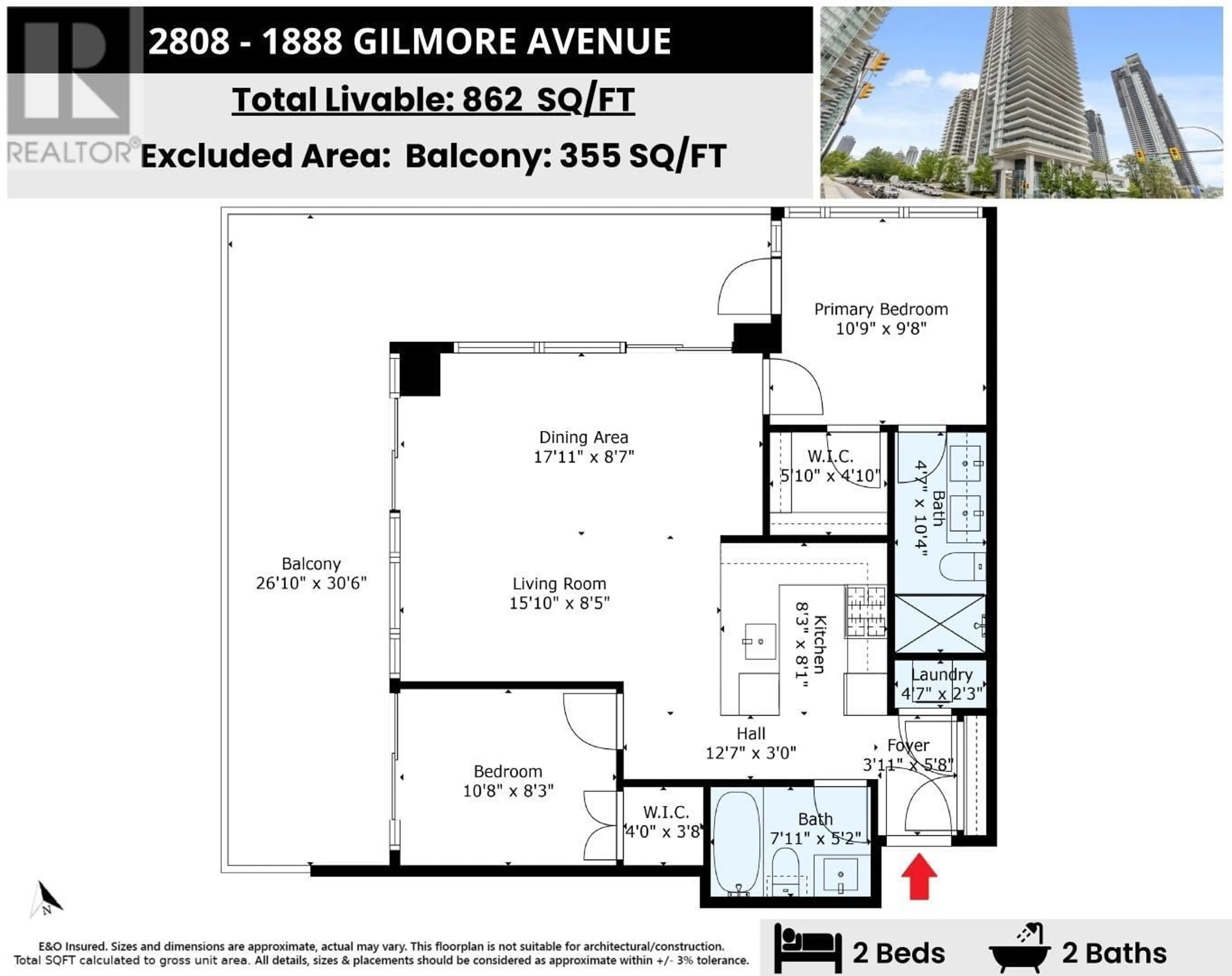 Floor plan for 2808 1888 GILMORE AVENUE, Burnaby British Columbia V5C0L2