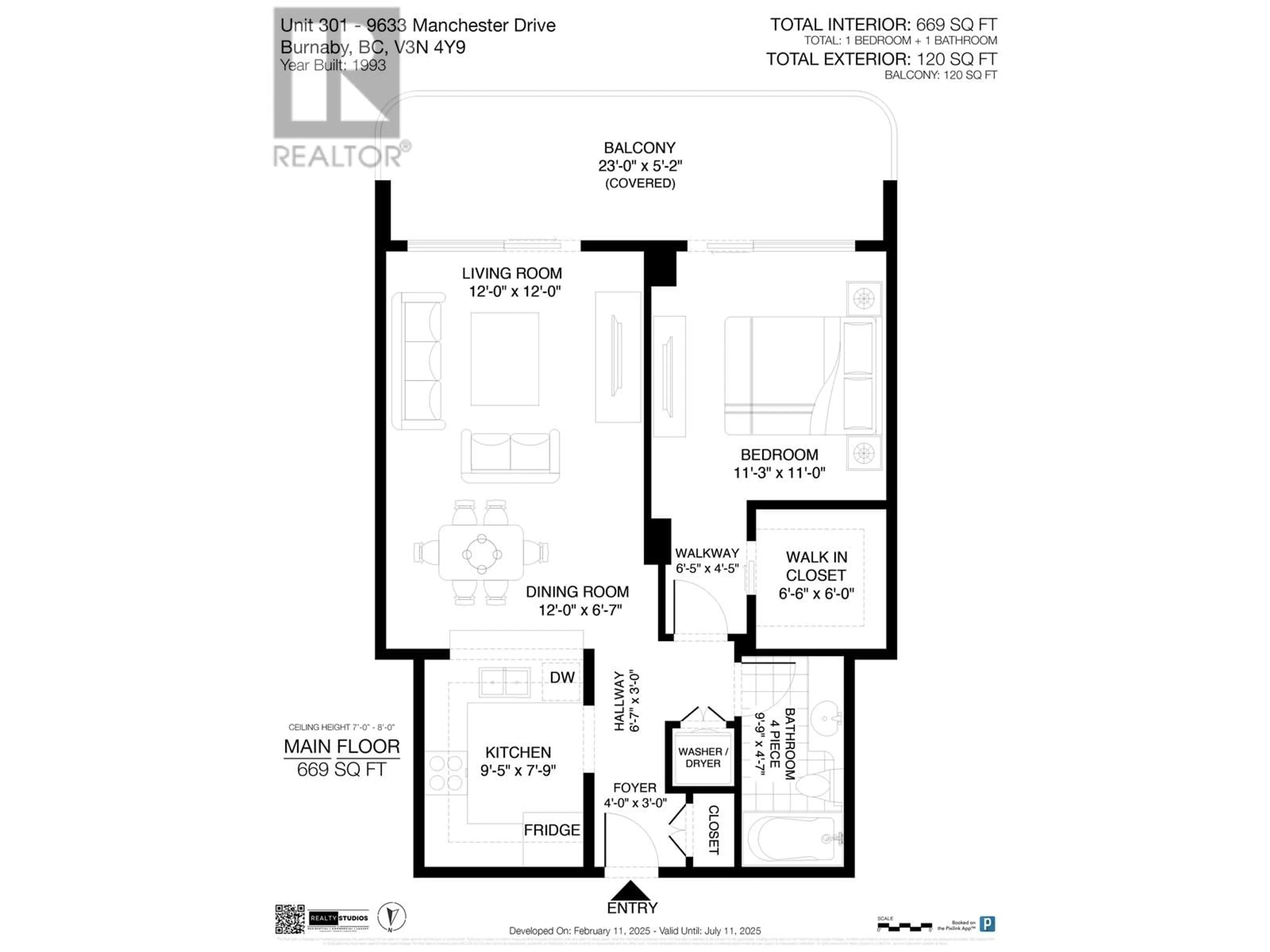 Floor plan for 301 9633 MANCHESTER DRIVE, Burnaby British Columbia V3N4Y9