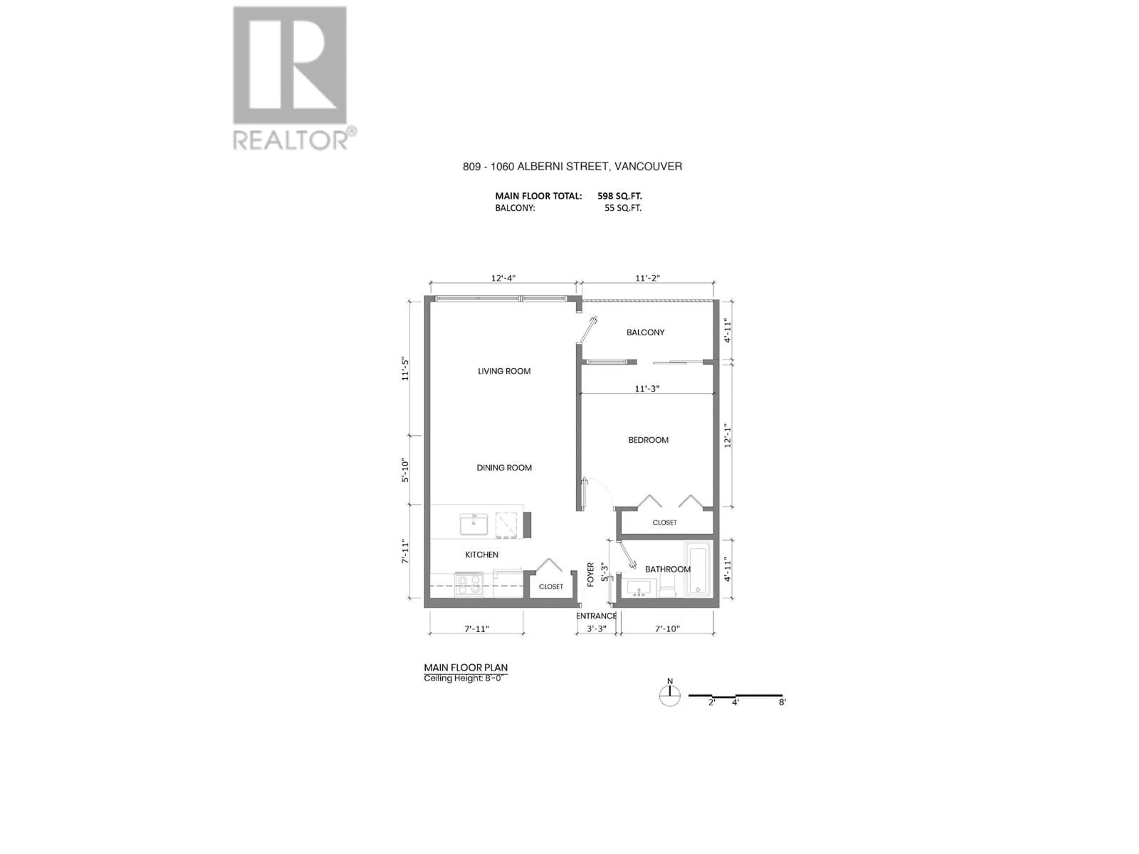 Floor plan for 809 1060 ALBERNI STREET, Vancouver British Columbia V6E4K2