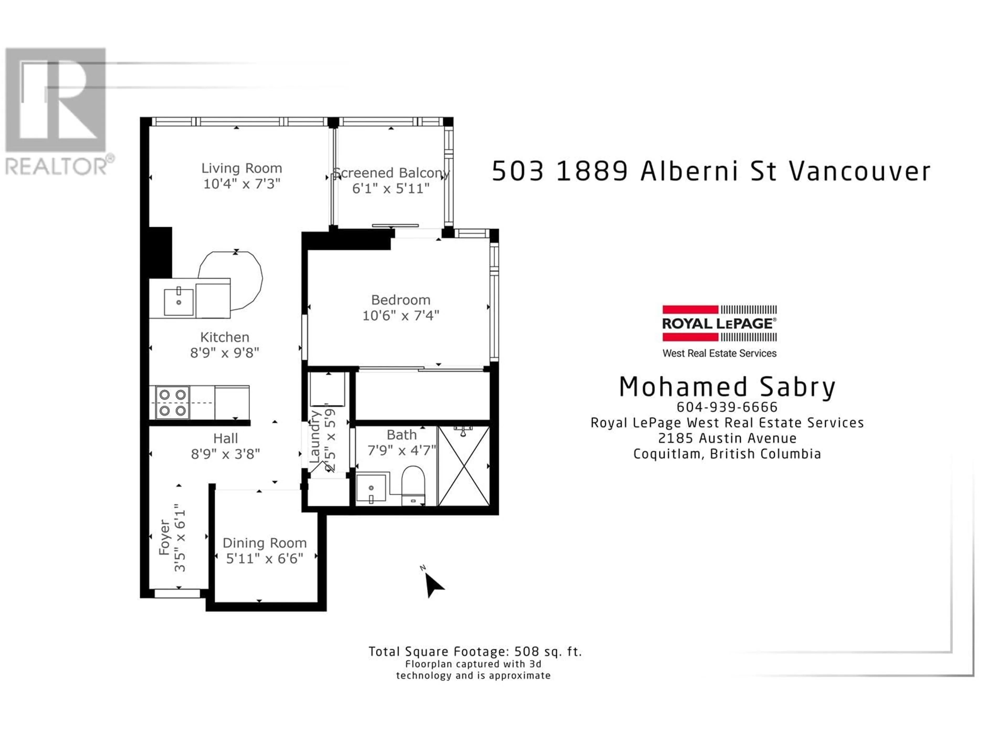 Floor plan for 503 1889 ALBERNI STREET, Vancouver British Columbia V6G3G7