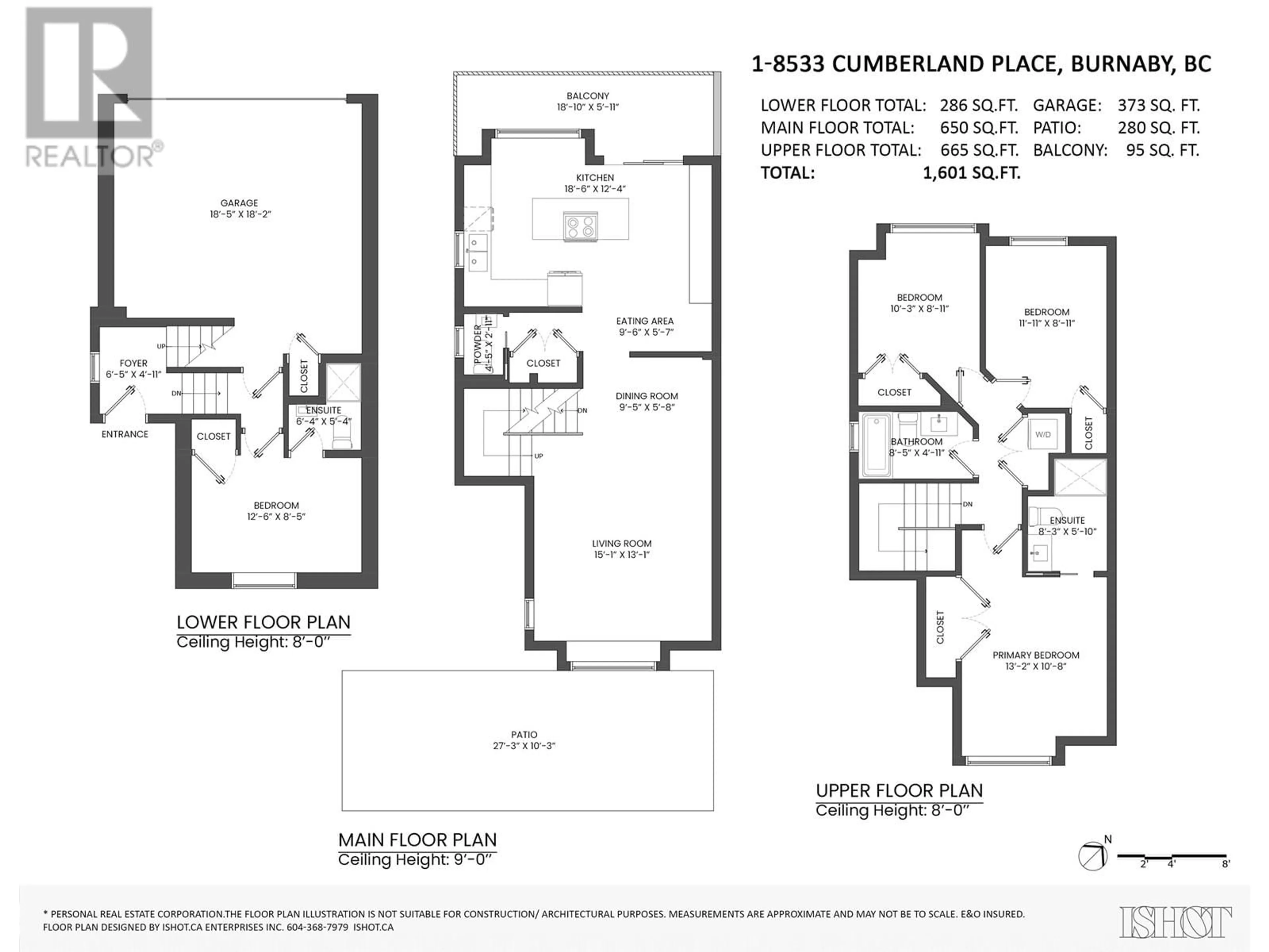 Floor plan for 1 8533 CUMBERLAND PLACE, Burnaby British Columbia V3N5C1